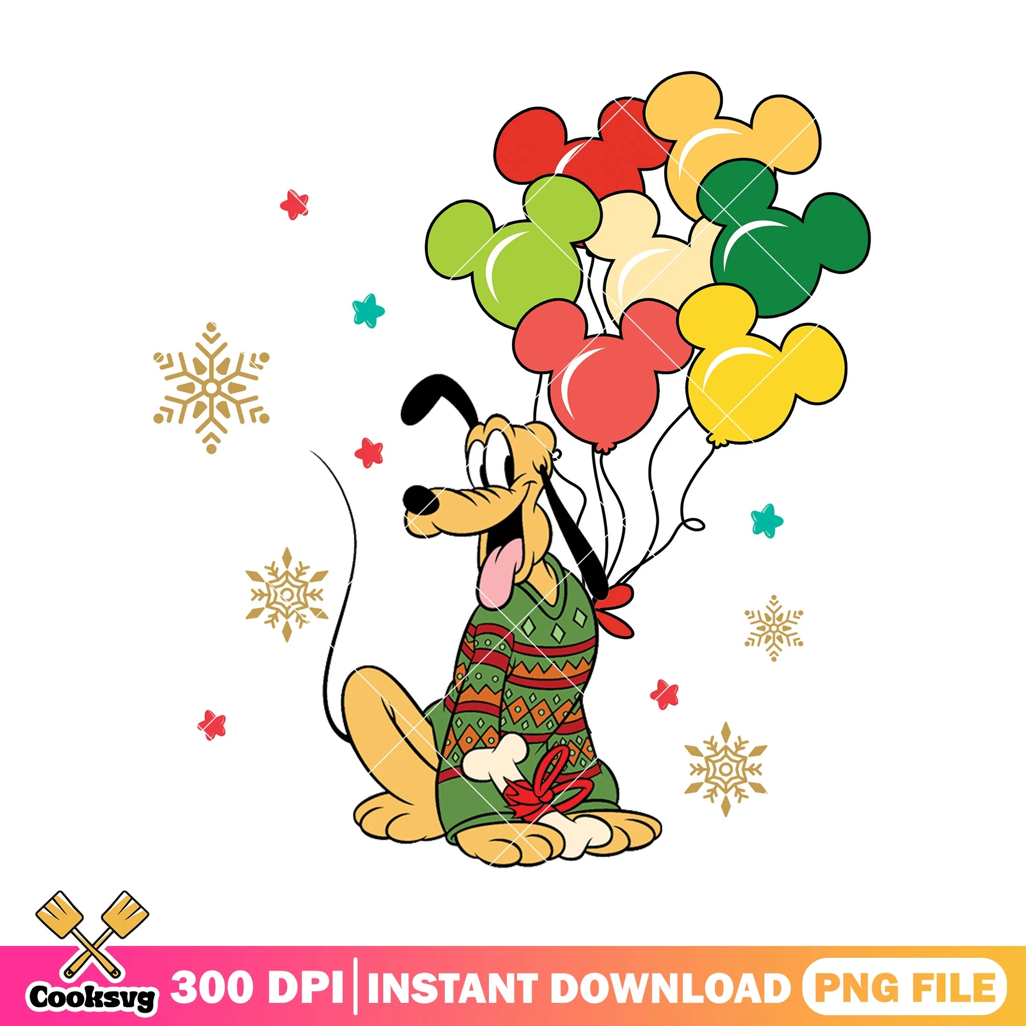Goofy dog christmas balloons png, christmas gifts png, goofy dog png