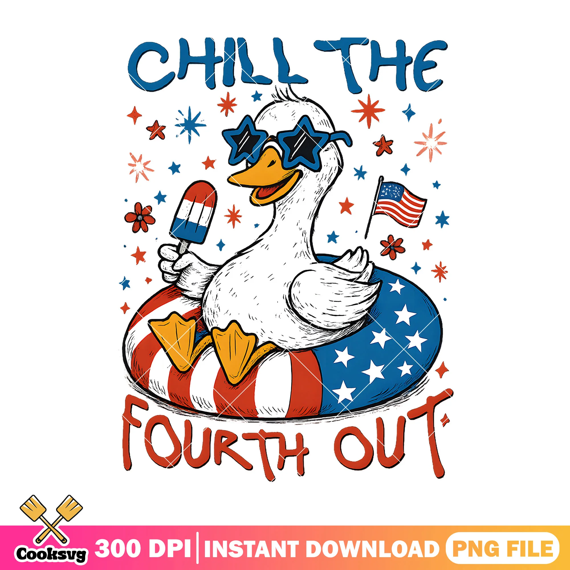 Goose chill the fourth out png, America Goose PNG, Patriotic Goose PNG