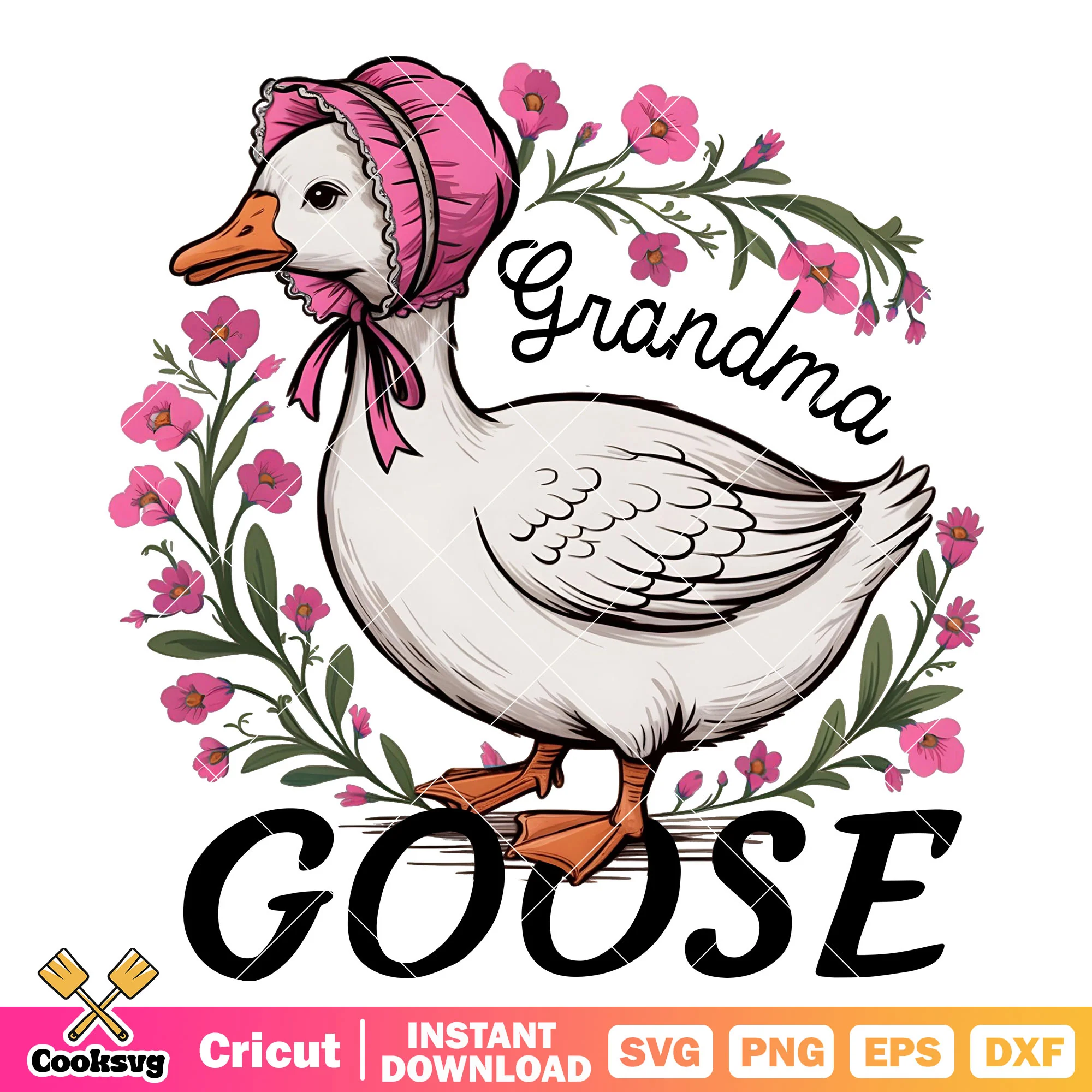 Goose grandma and flower svg, trending goose svg, goose trend svg