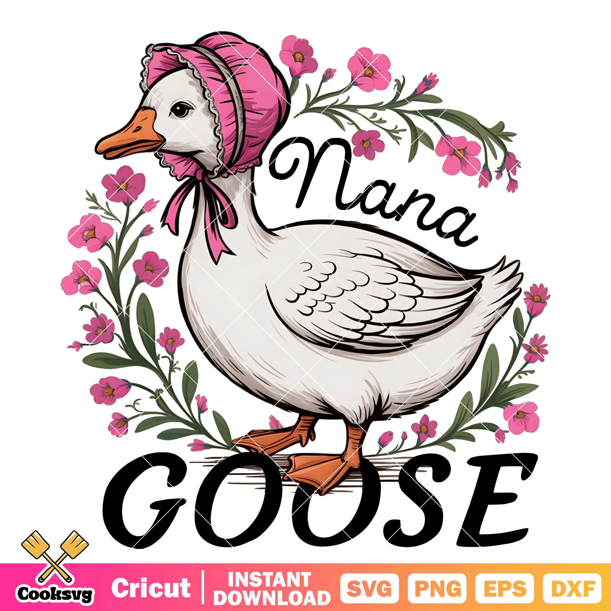 Goose nana and flower svg, trending goose svg, goose svg