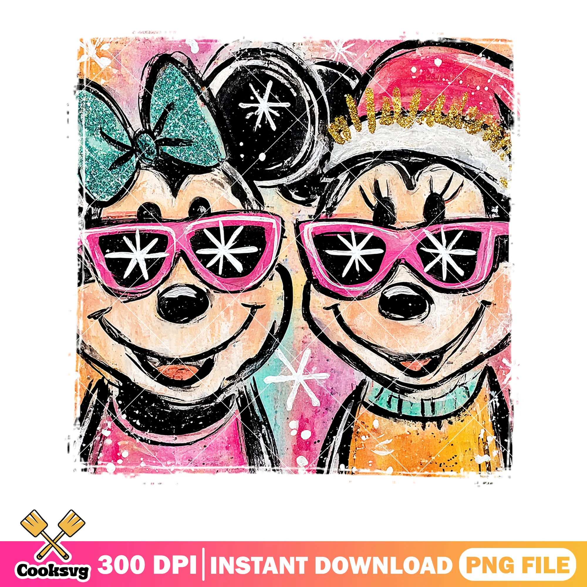 Graffiti christmas couple disney png, mickey and friends png, xmas png