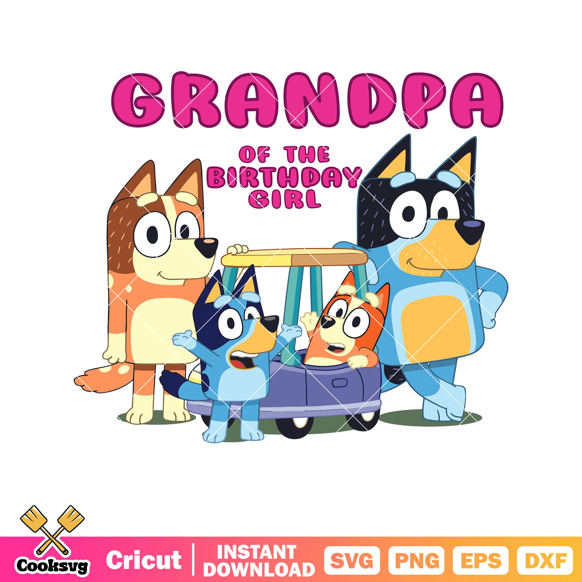Grandpa of the birthday girl svg, bluey costumes svg, bluey birthday svg
