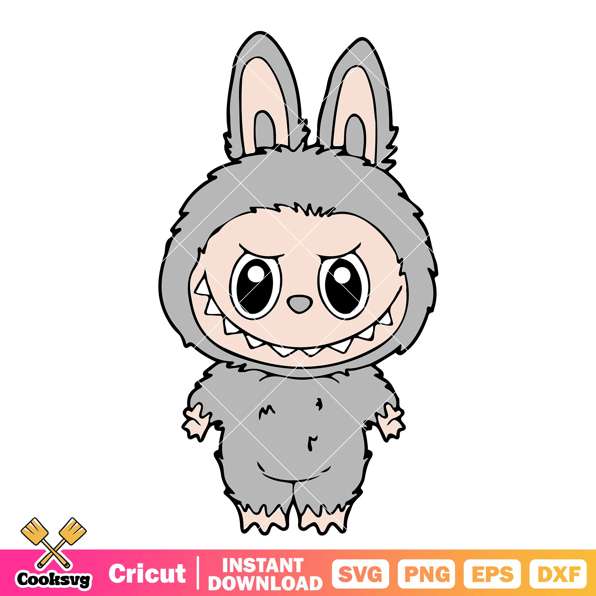 Gray labubu monster svg, gray labubu svg, labubu monster svg