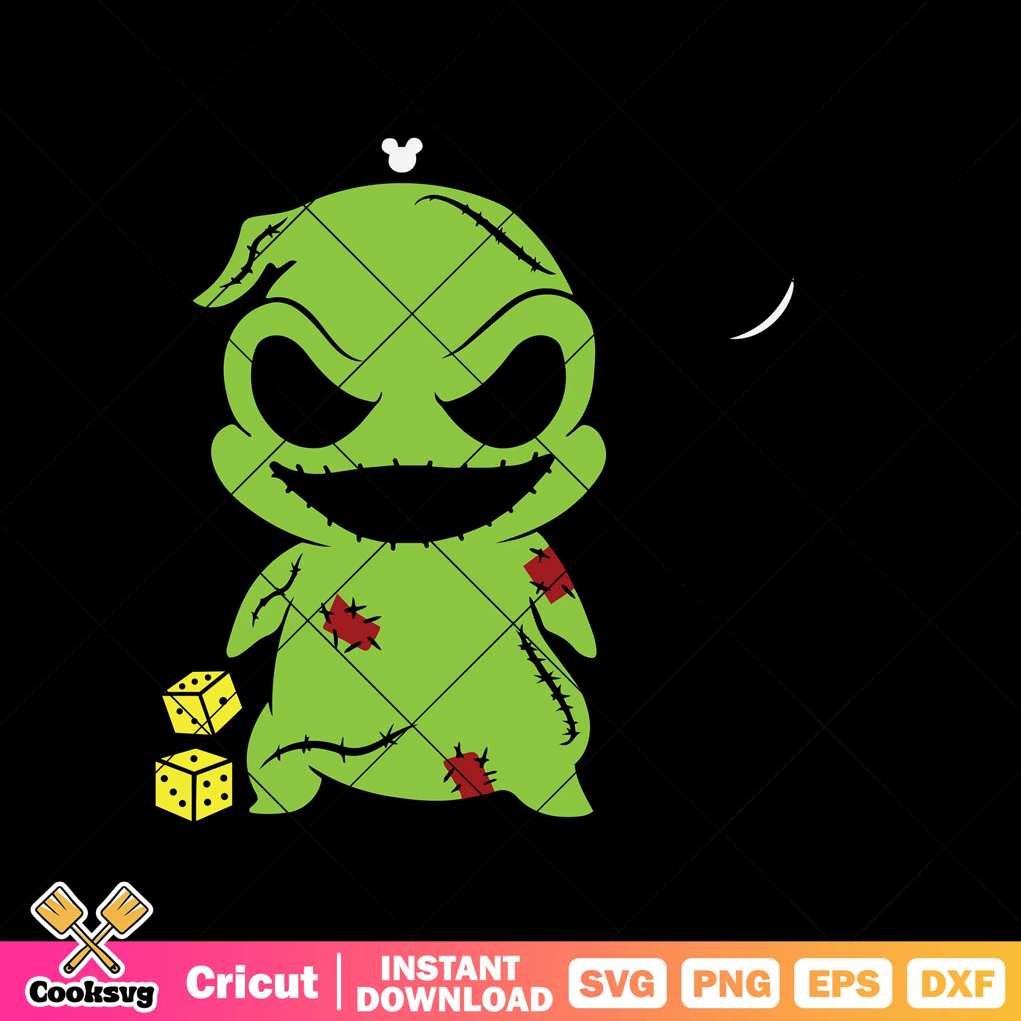 Green baby ghost svg, creepy scary art svg, yellow dice two svg