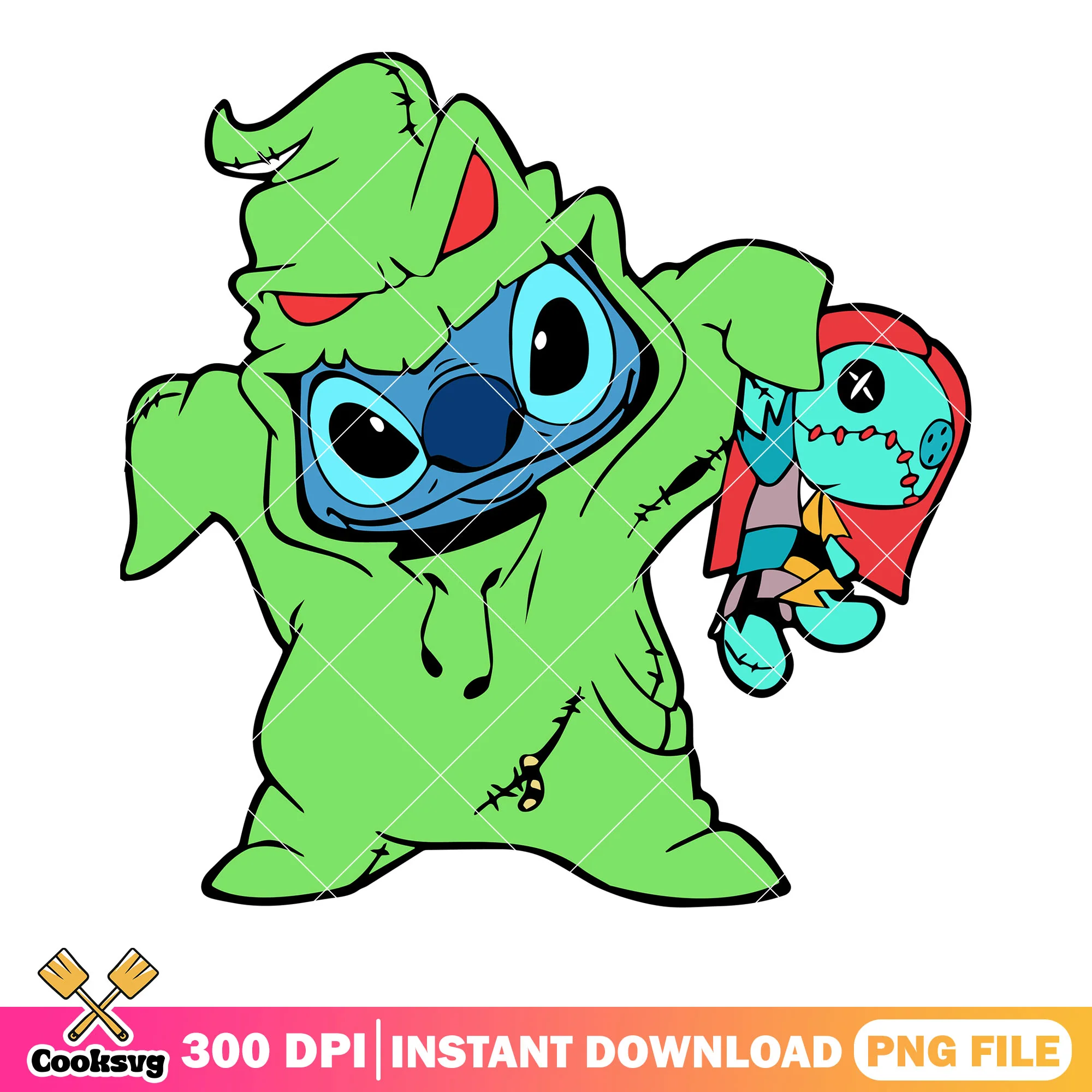 Green Boogle oogie png, cute halloween png, voodoo doll png