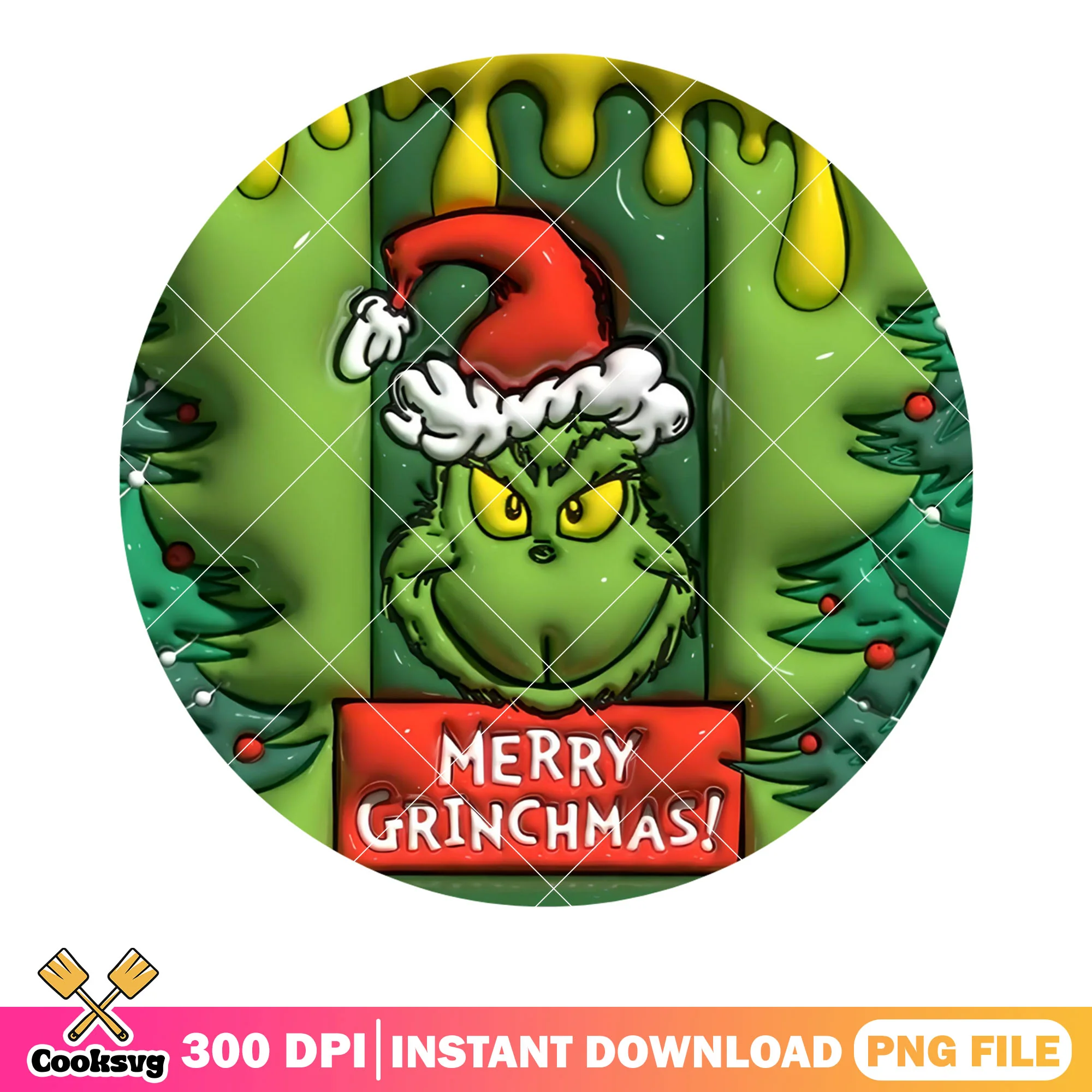 Green christmas monster png, santa claus costume png, the grinch png