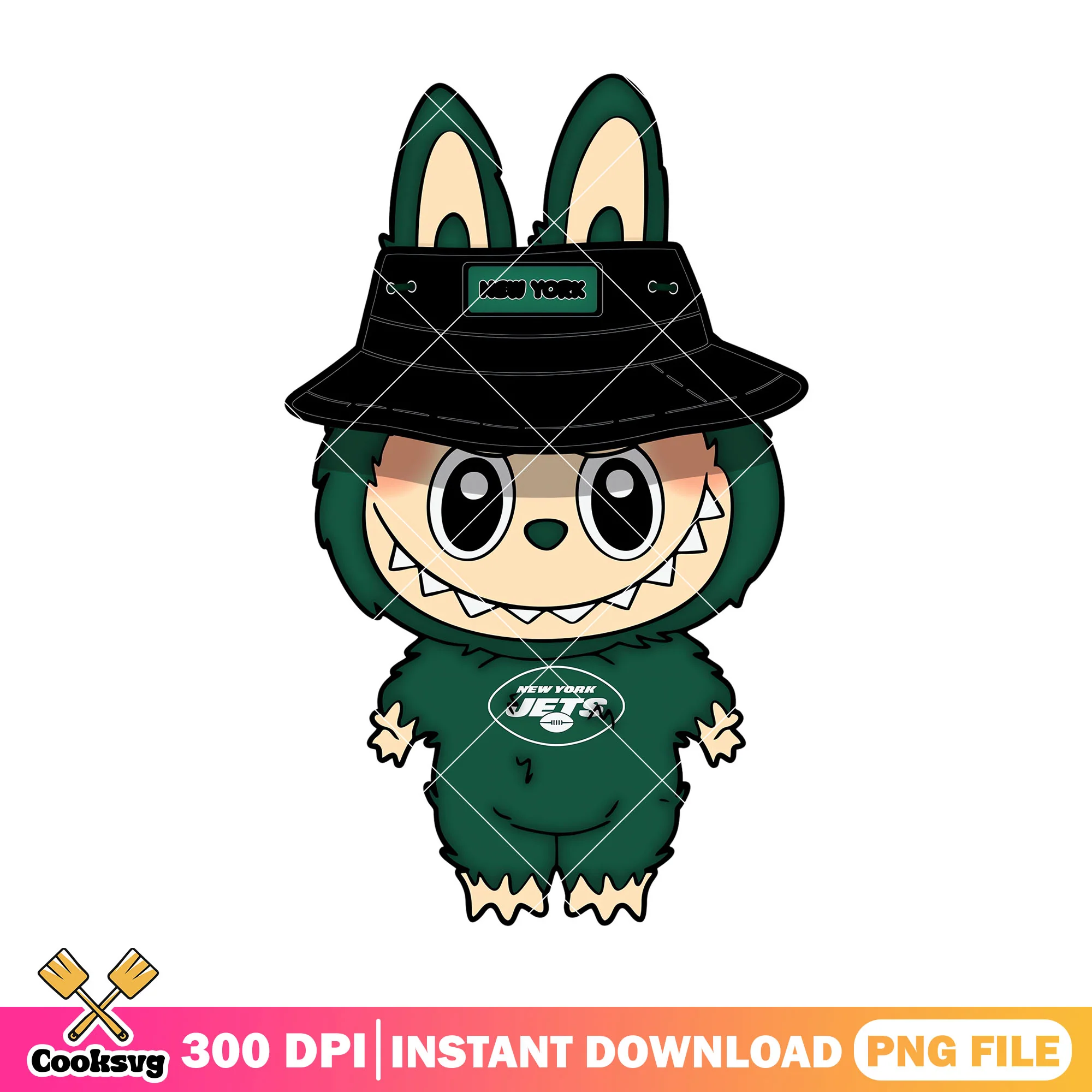 Green labubu monster png, new york jets png, labubu plush png