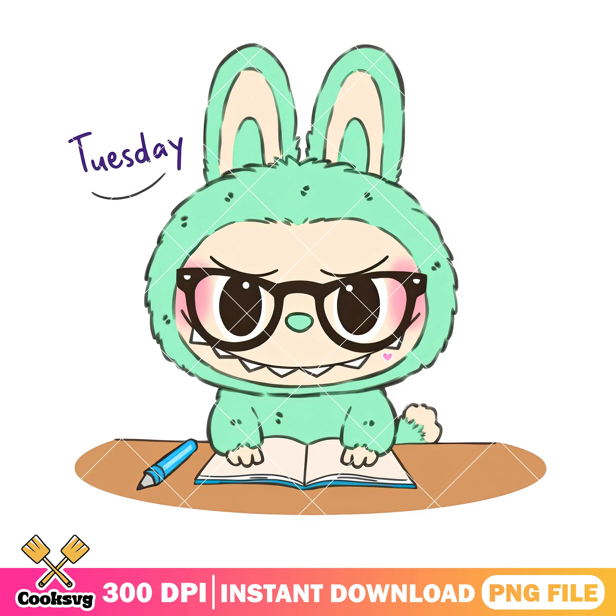 Green labubu reading png, labubu happy png, labubu popmart png