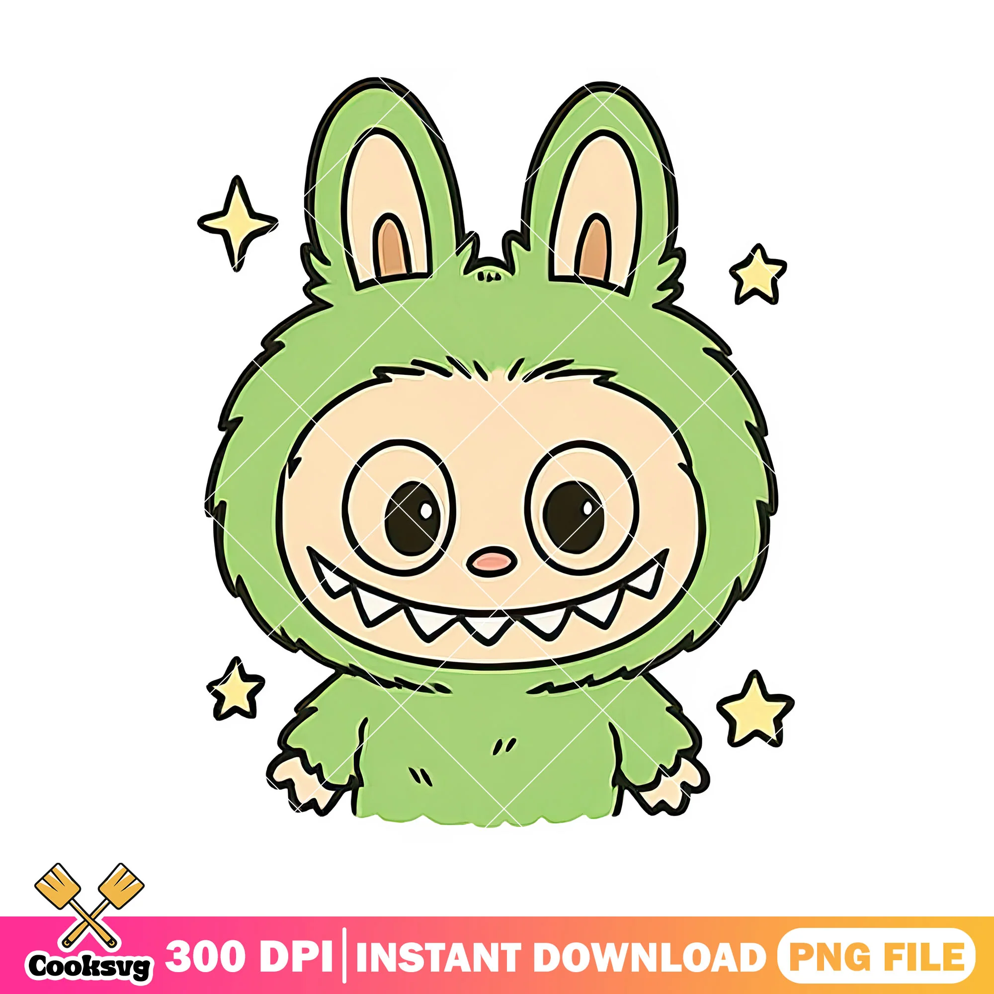 Green labubu smiles png, cute labubu png, pop mart labubu png