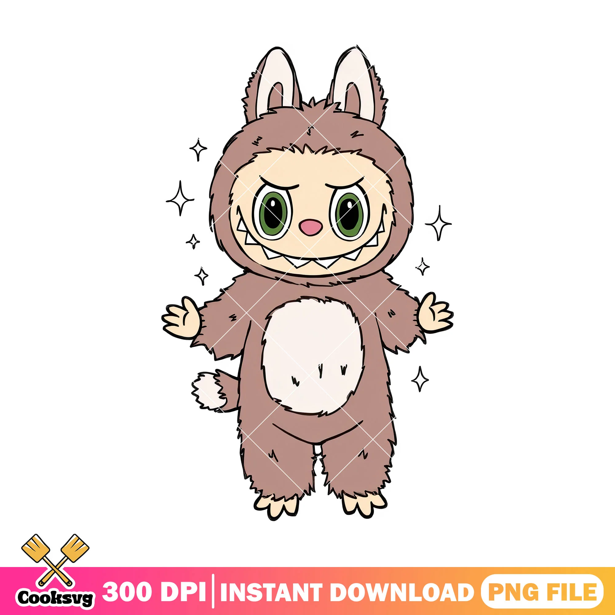 Grey labubu design png, labubu monster png, labuubuu png