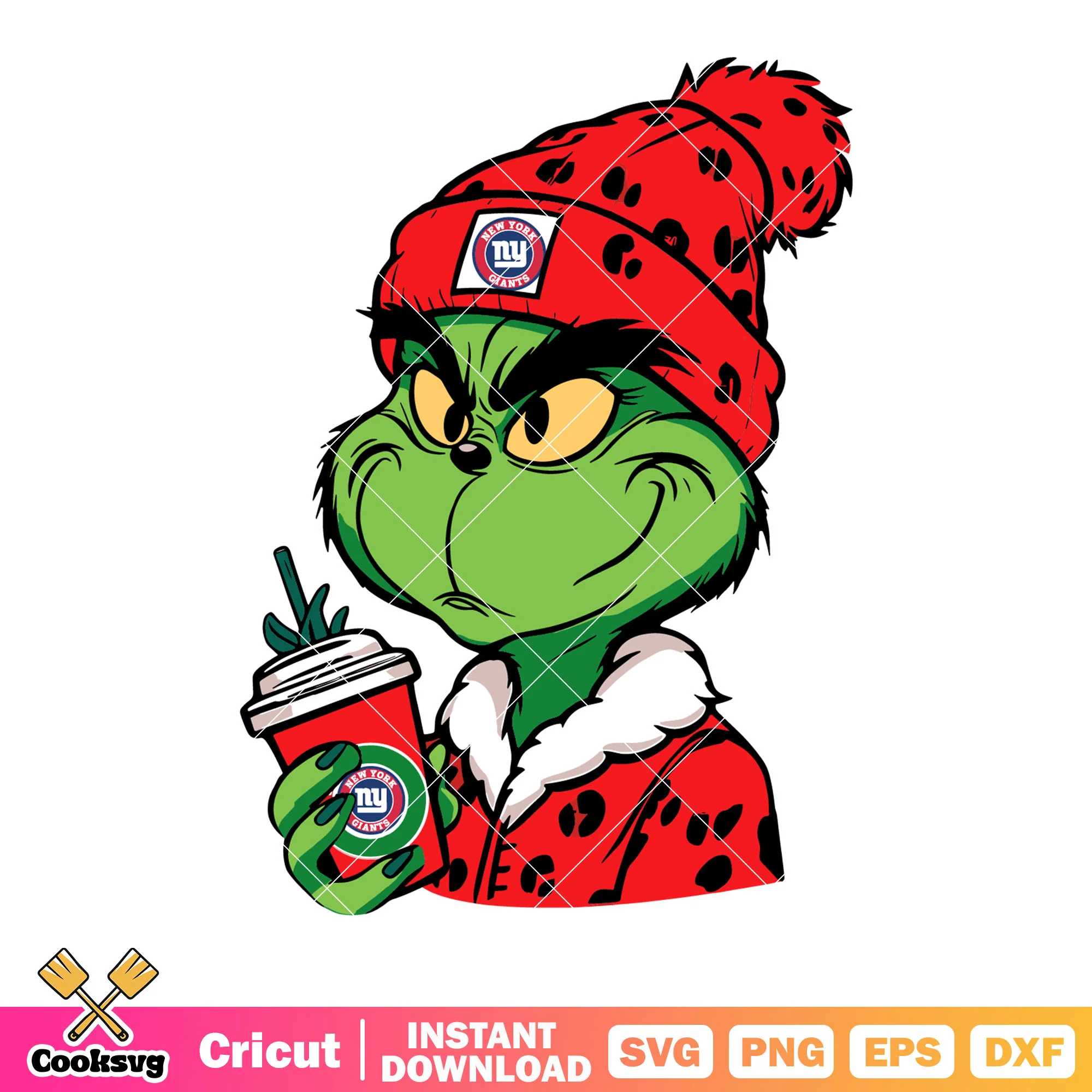 Grinch red beanie svg, New York giants svg, fluffy jacket svg
