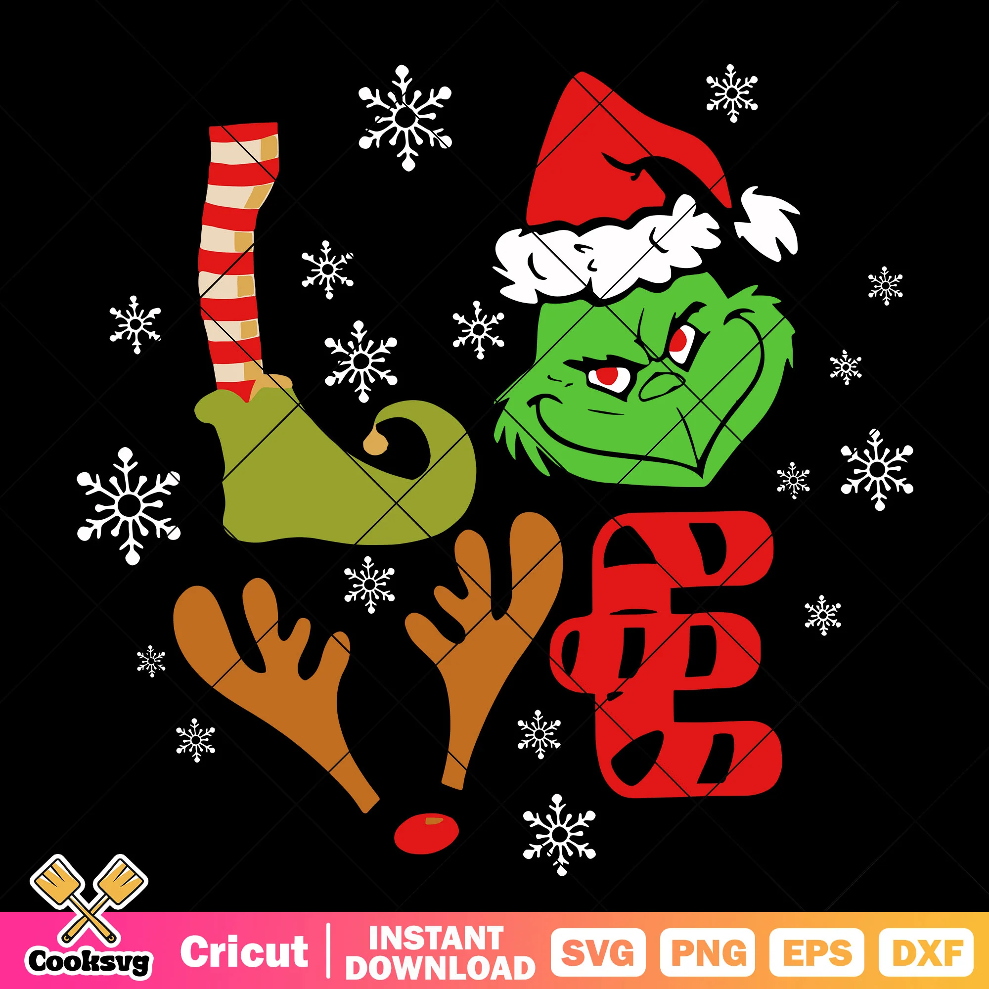 Grinch santa clause hat svg, snowfake svg, happy christmas svg