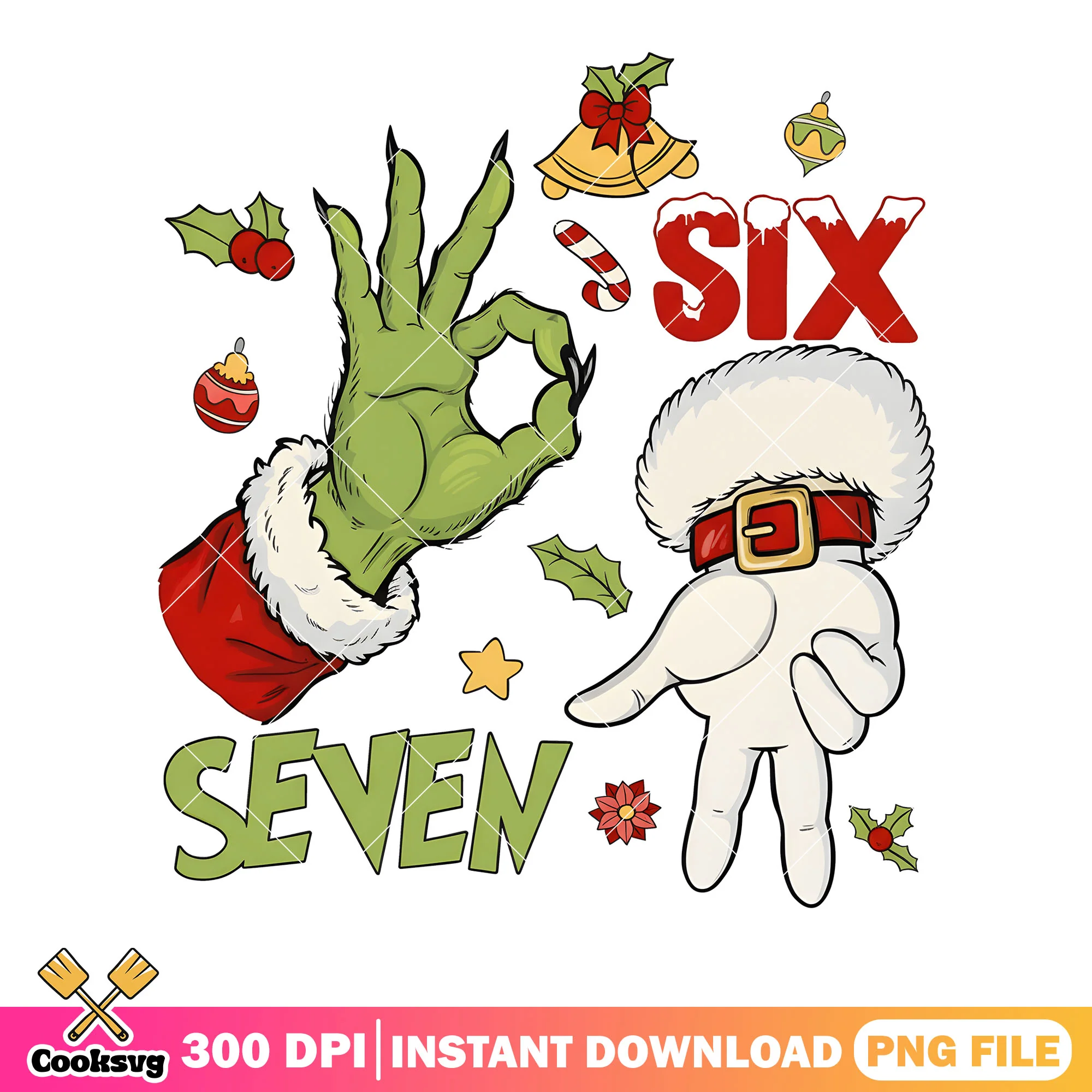 Grinch santa six seven png, six seven joke png, 67 hand png