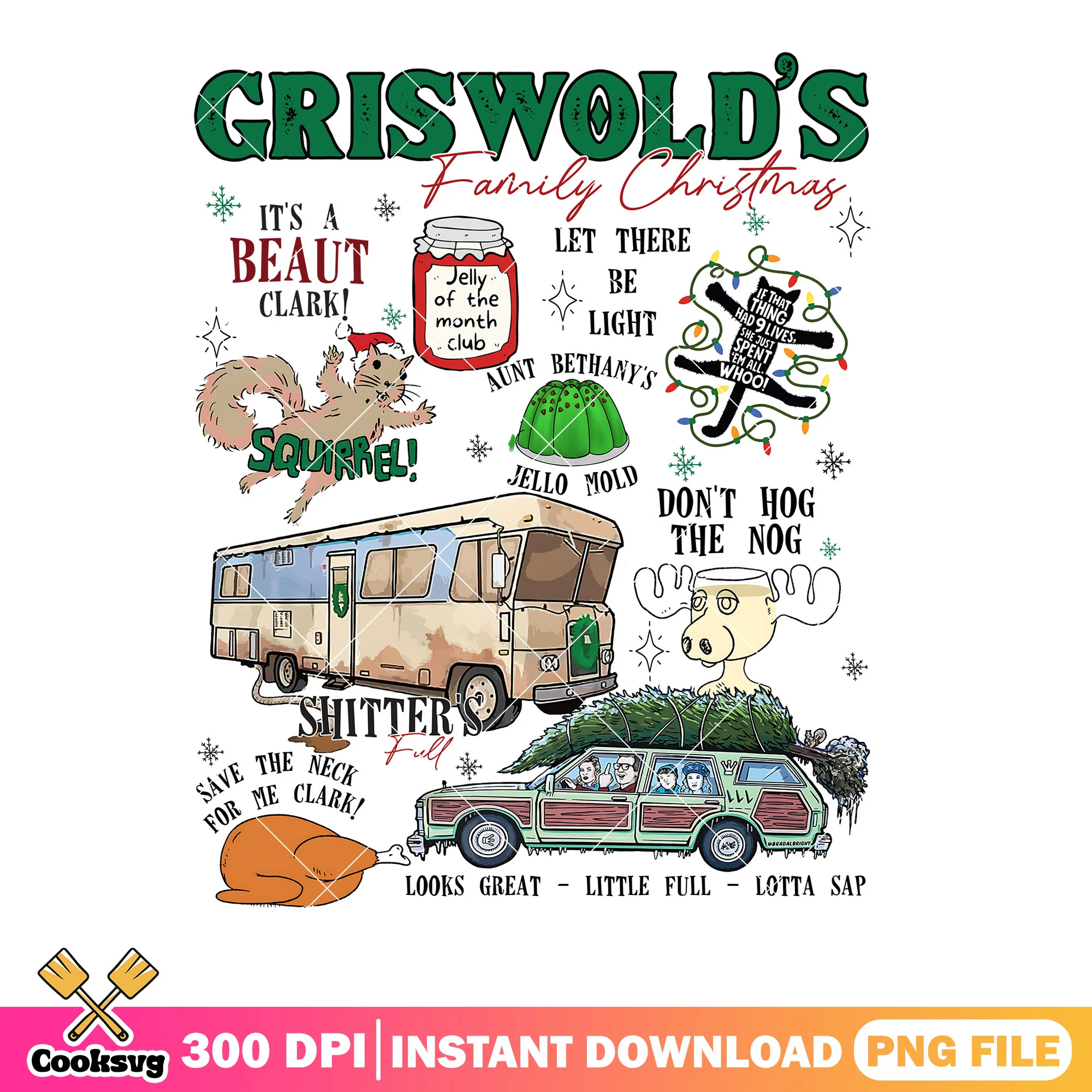 Griswold family christmas png, movie quotes png, car tree png