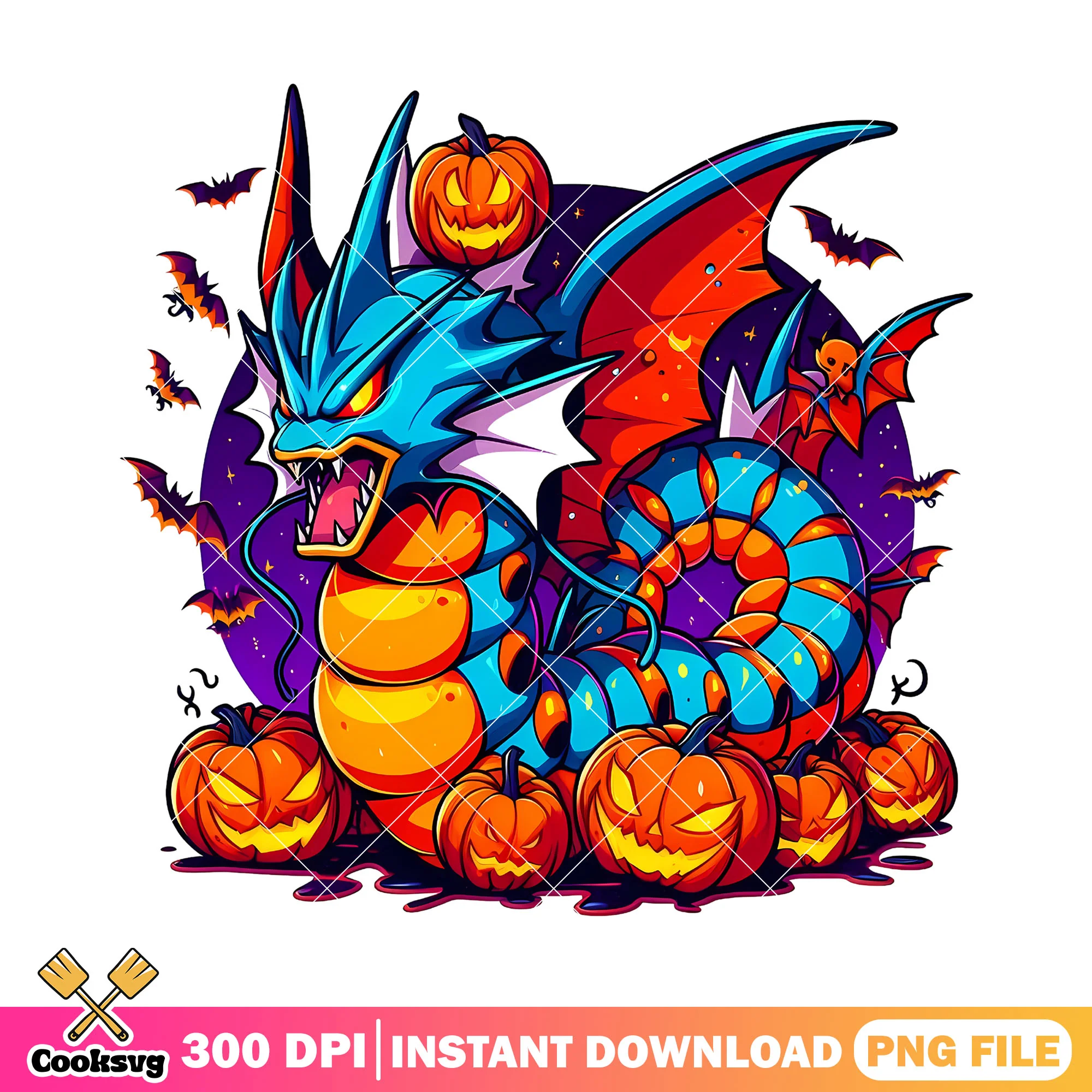 Gyarados pumpkins bats png, pokemon characters png, halloween png