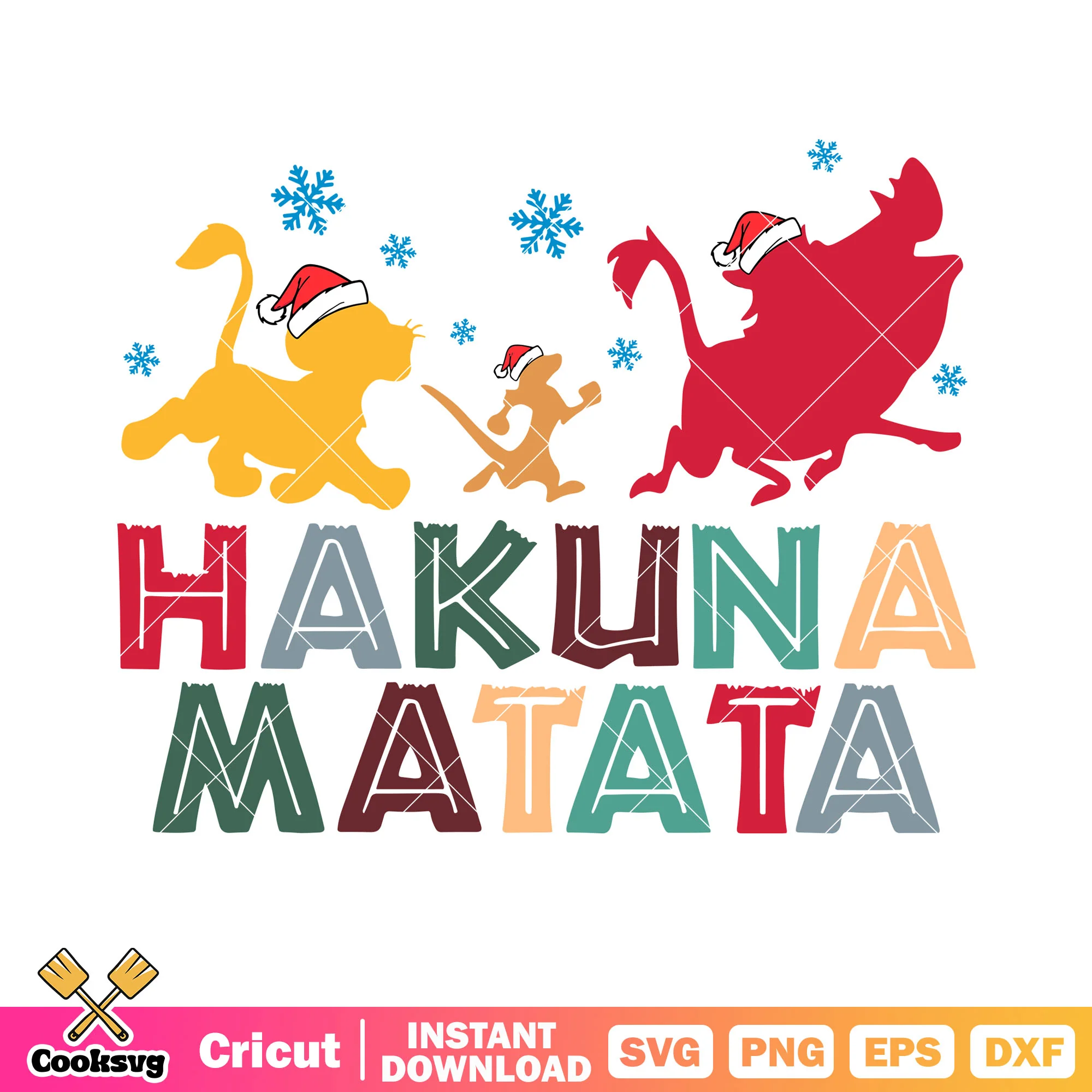 Hakuna matata santa claus hat svg, snow flake svg, the lion king svg