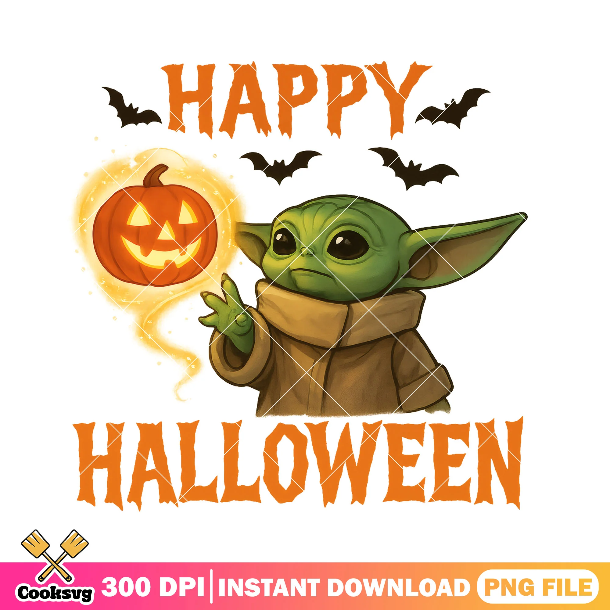 Halloween baby yoda png, happy halloween png, baby yoda png