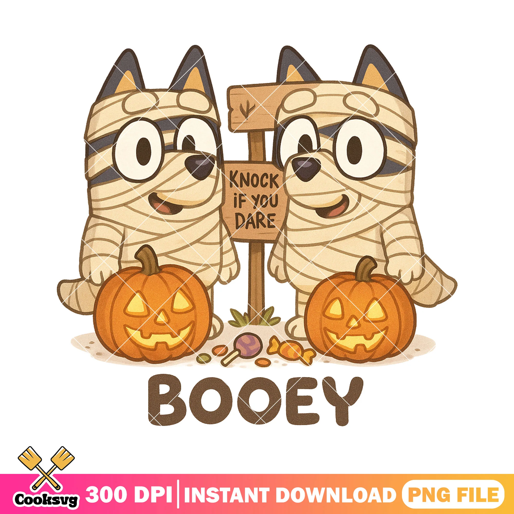 Halloween booey knock if you dare png, halloween mummy png