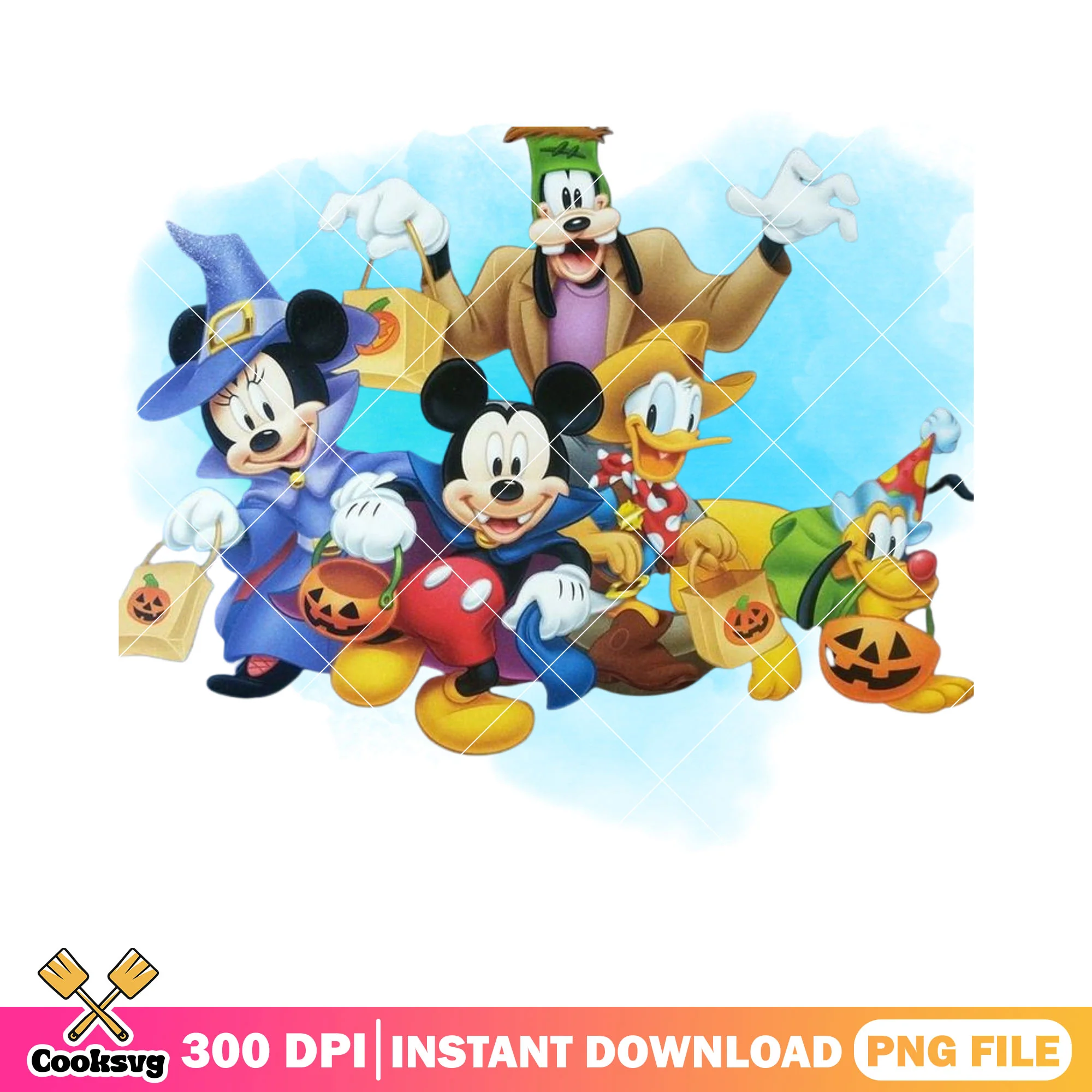Halloween costume png, mickey and friends png, disney character png