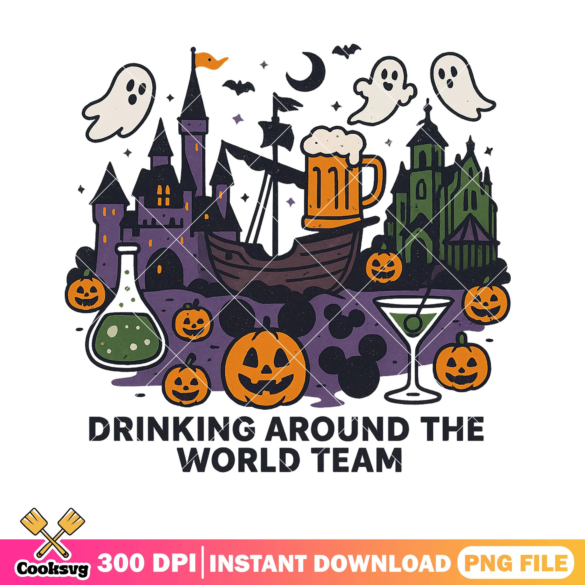 Halloween drink world png, halloween drawing png, disney castle png