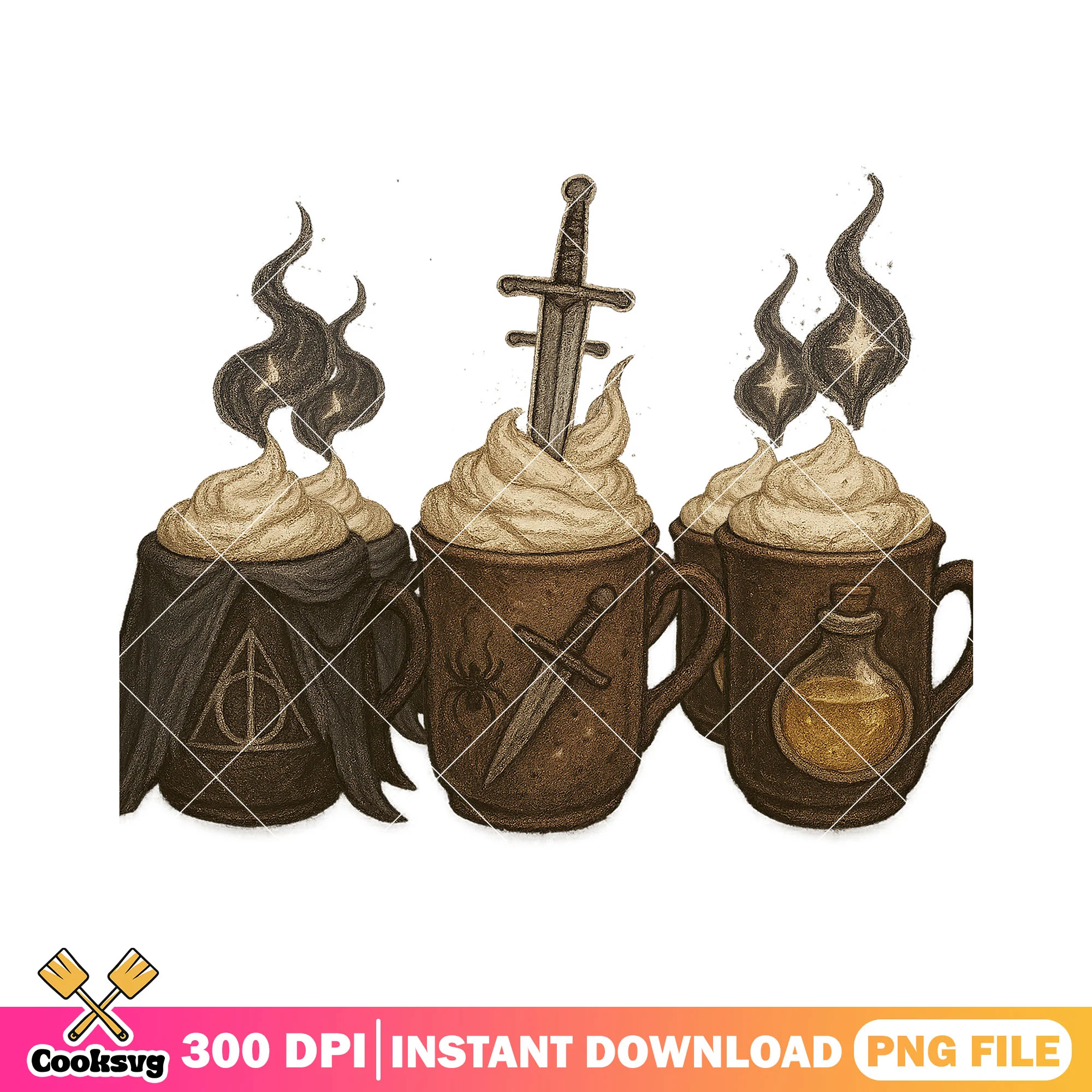 Halloween drinks with power png, scary halloween png, halloween art png