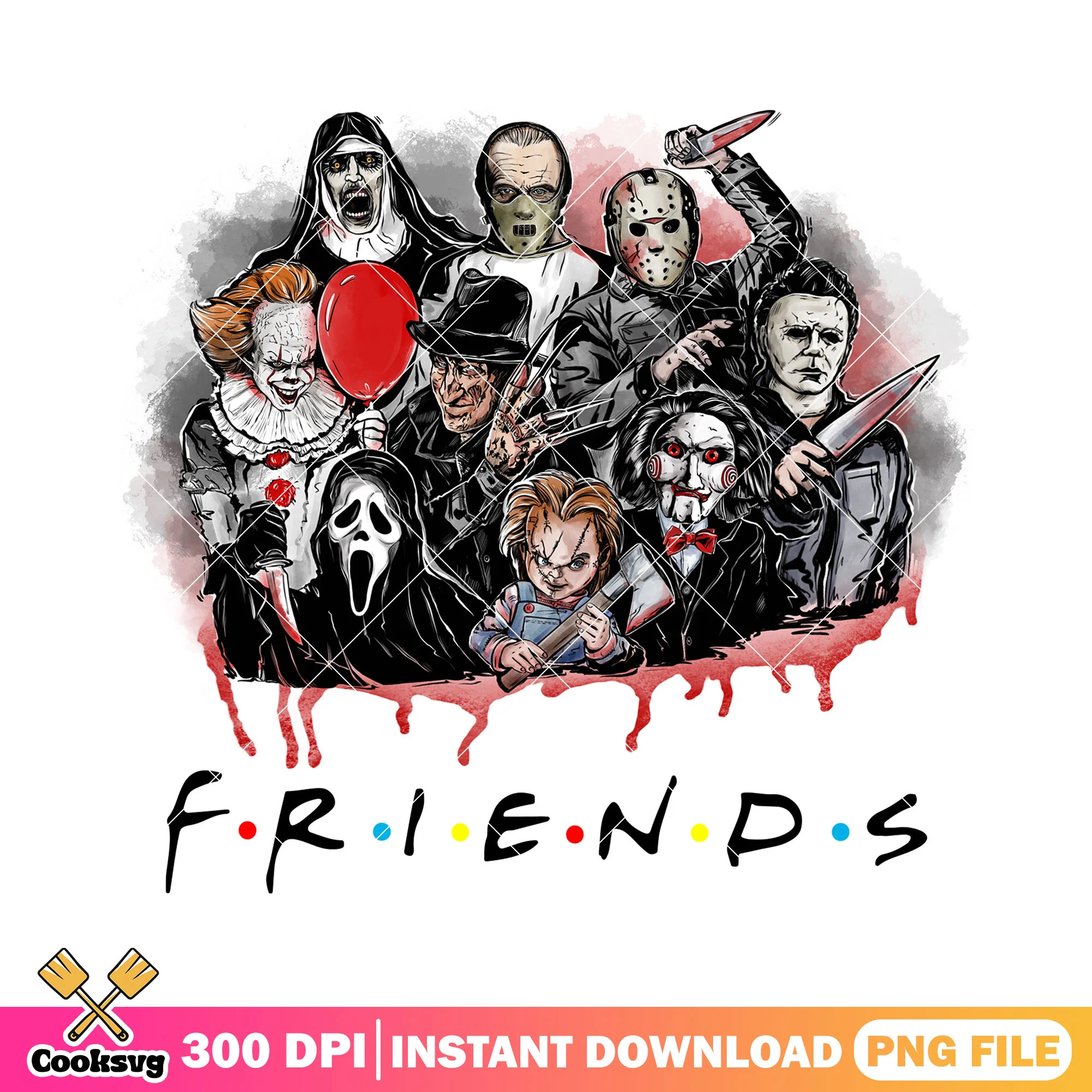 Halloween friends horror design png, halloween scary png