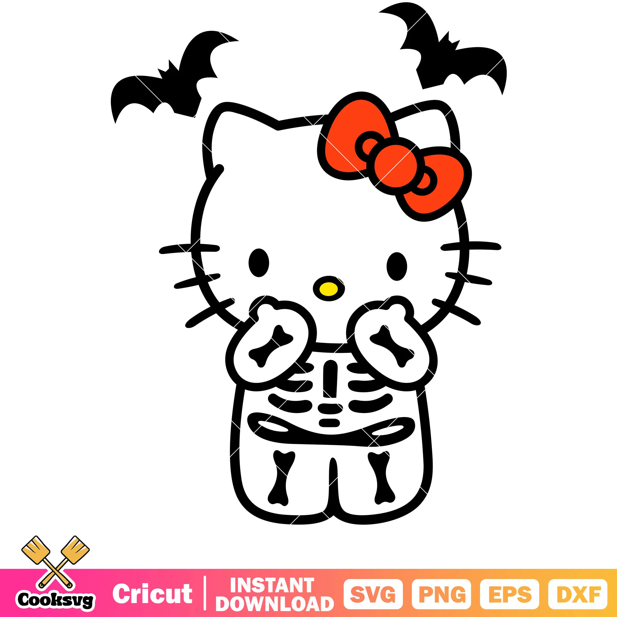Halloween hello kitty skeleton svg, hello kitty skeleton svg