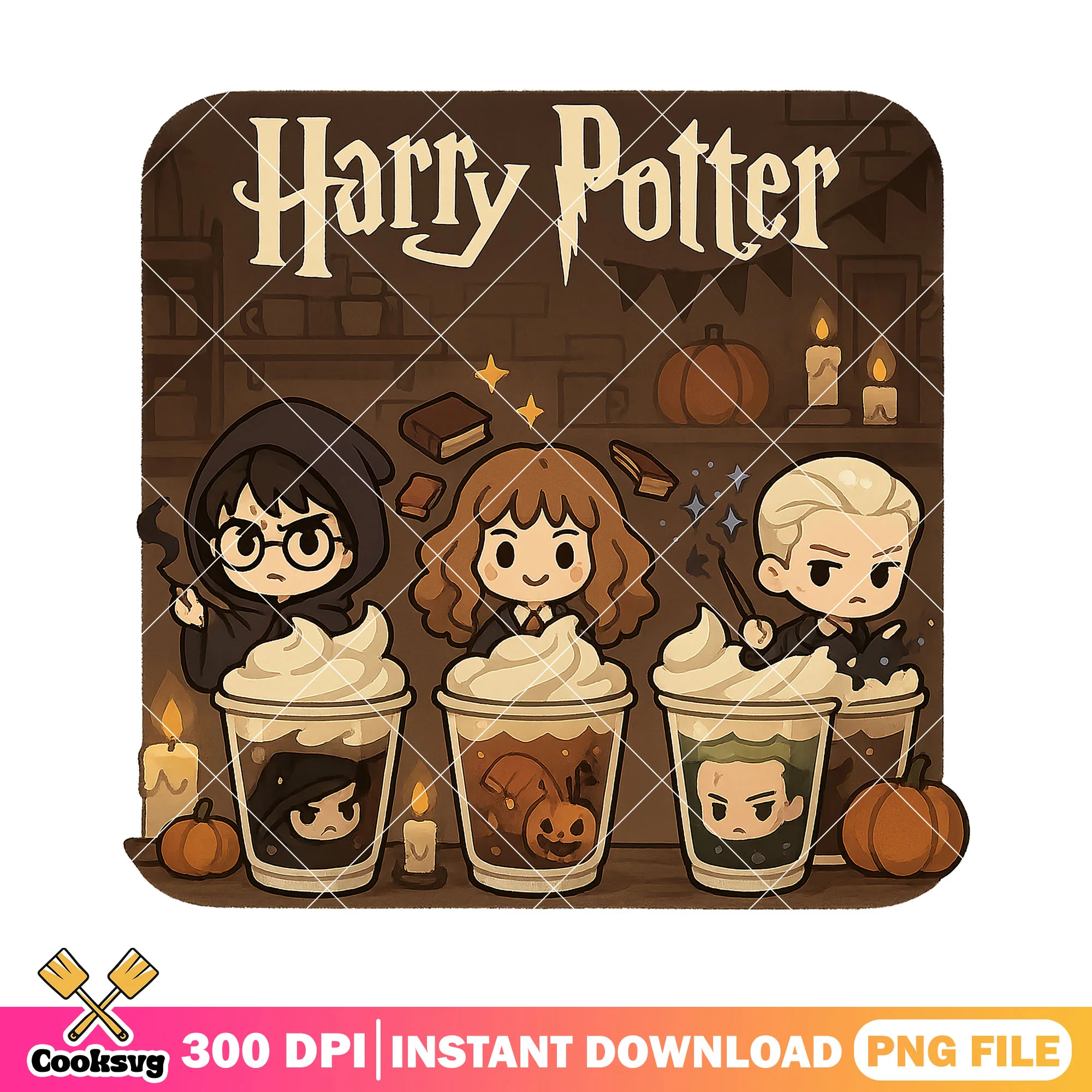 Halloween hogwarts latte png, harry potter png, happy halloween png