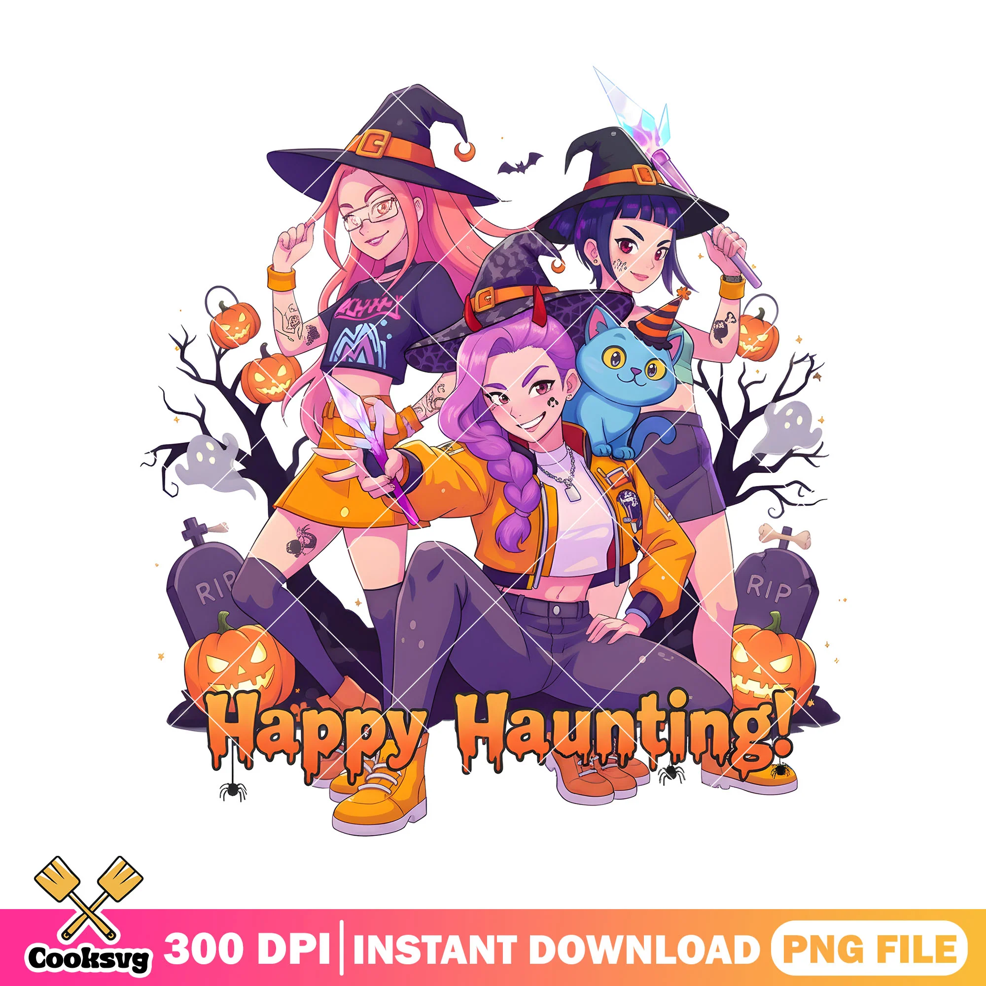 Halloween huntrix band png, huntrix kpop png, pumpkin huntrix png