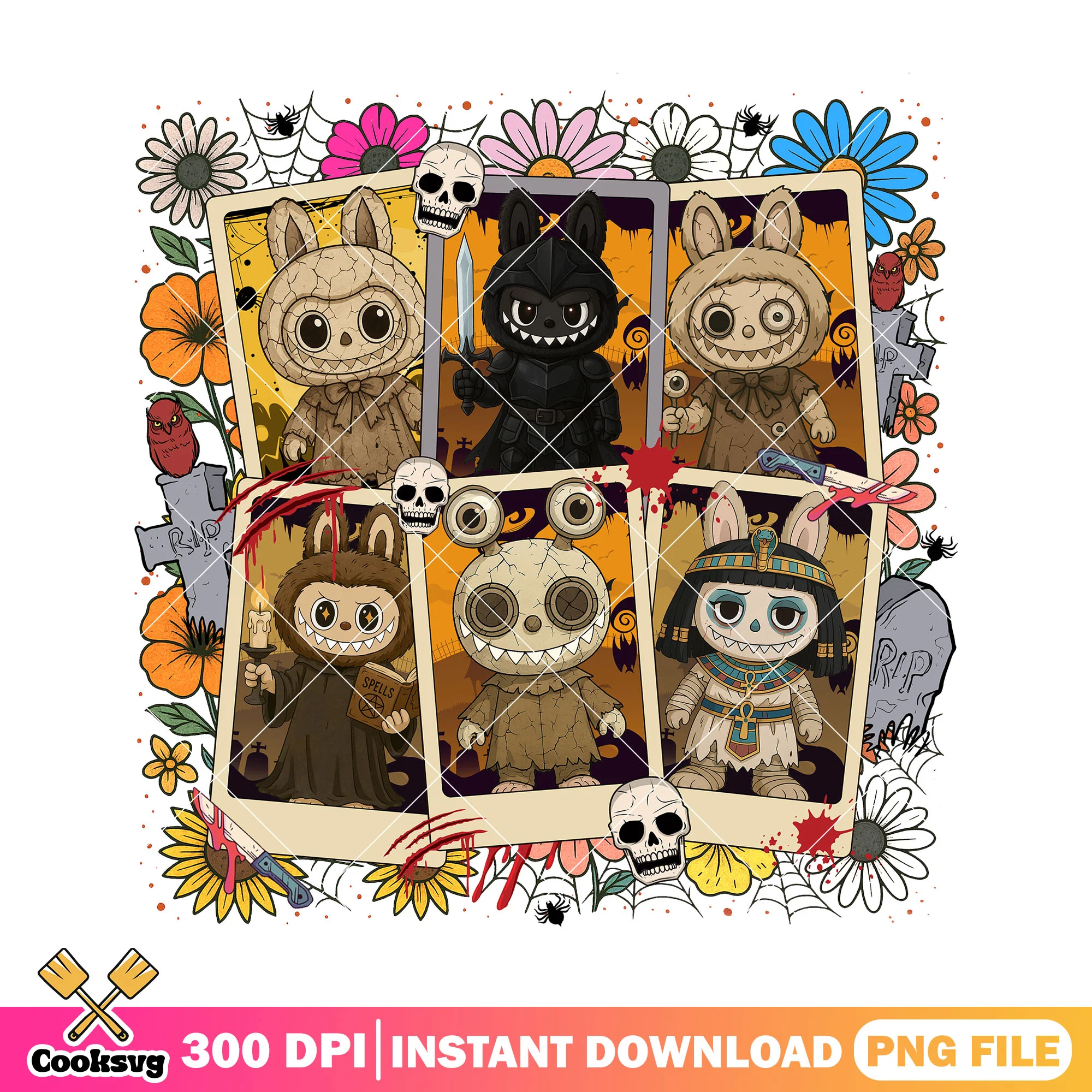Halloween labubu png, halloween drawing png, labubu friends png