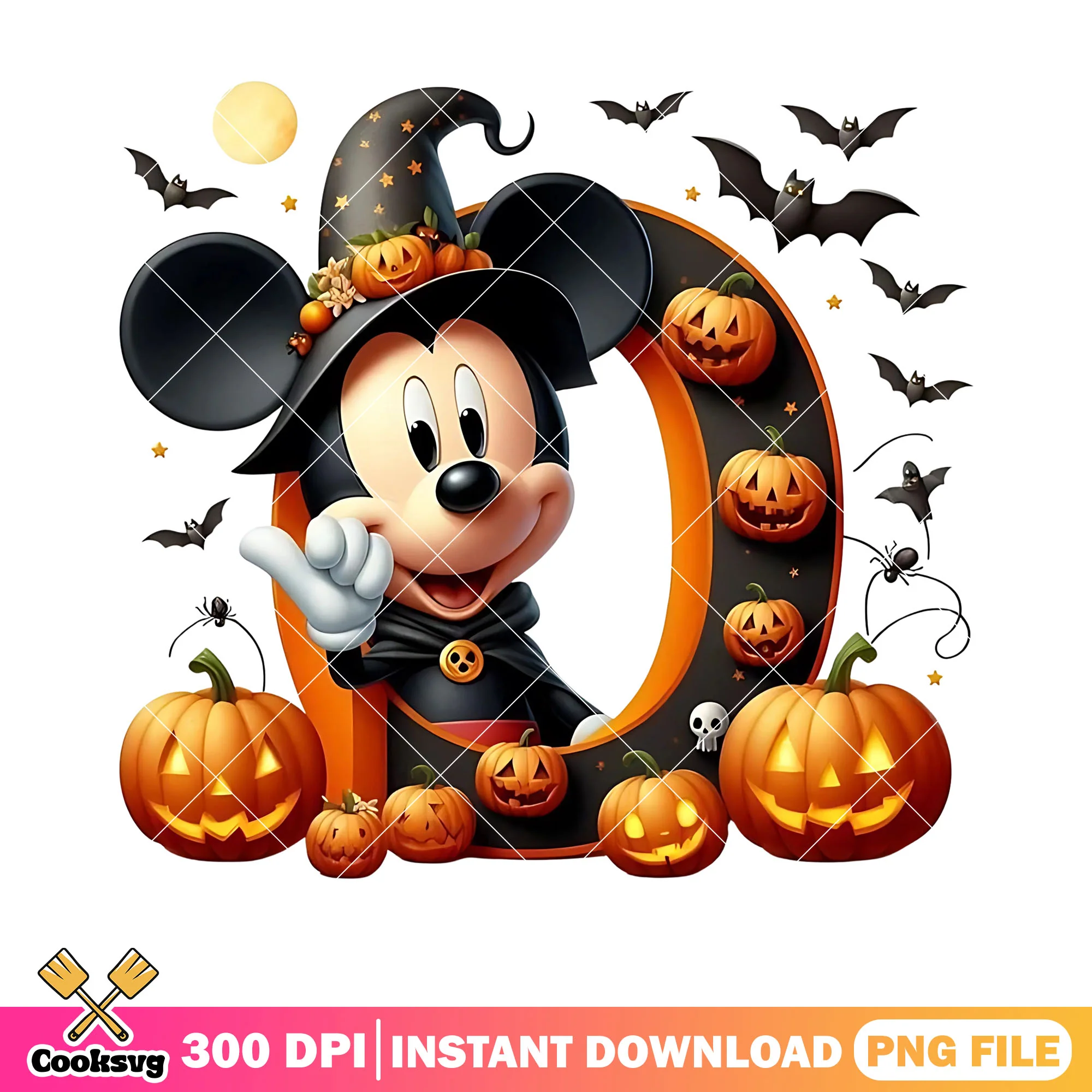 Halloween night moon png, scary pumpkin png, disney character png