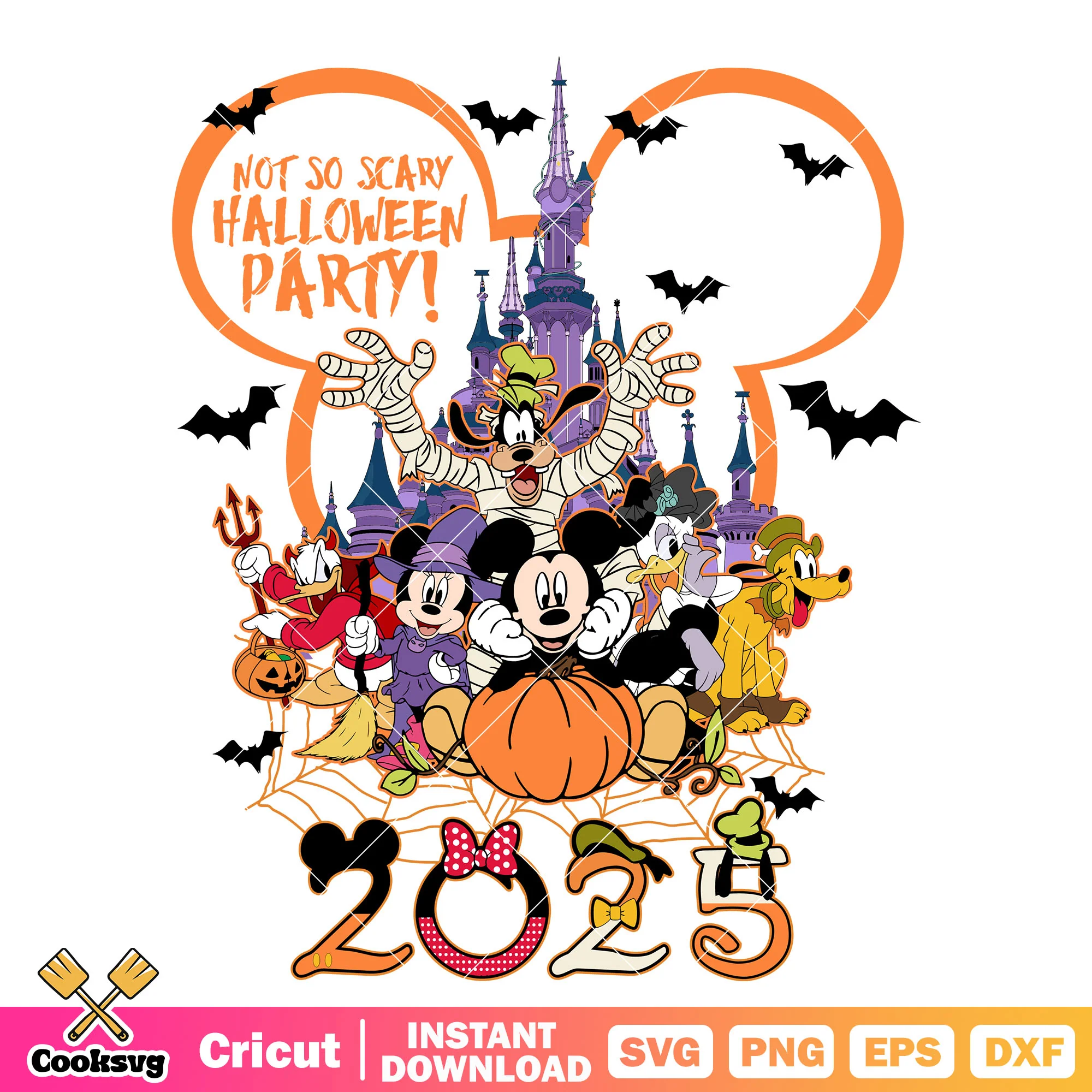 Halloween party mickey svg, halloween 2025 svg, mickey friends svg