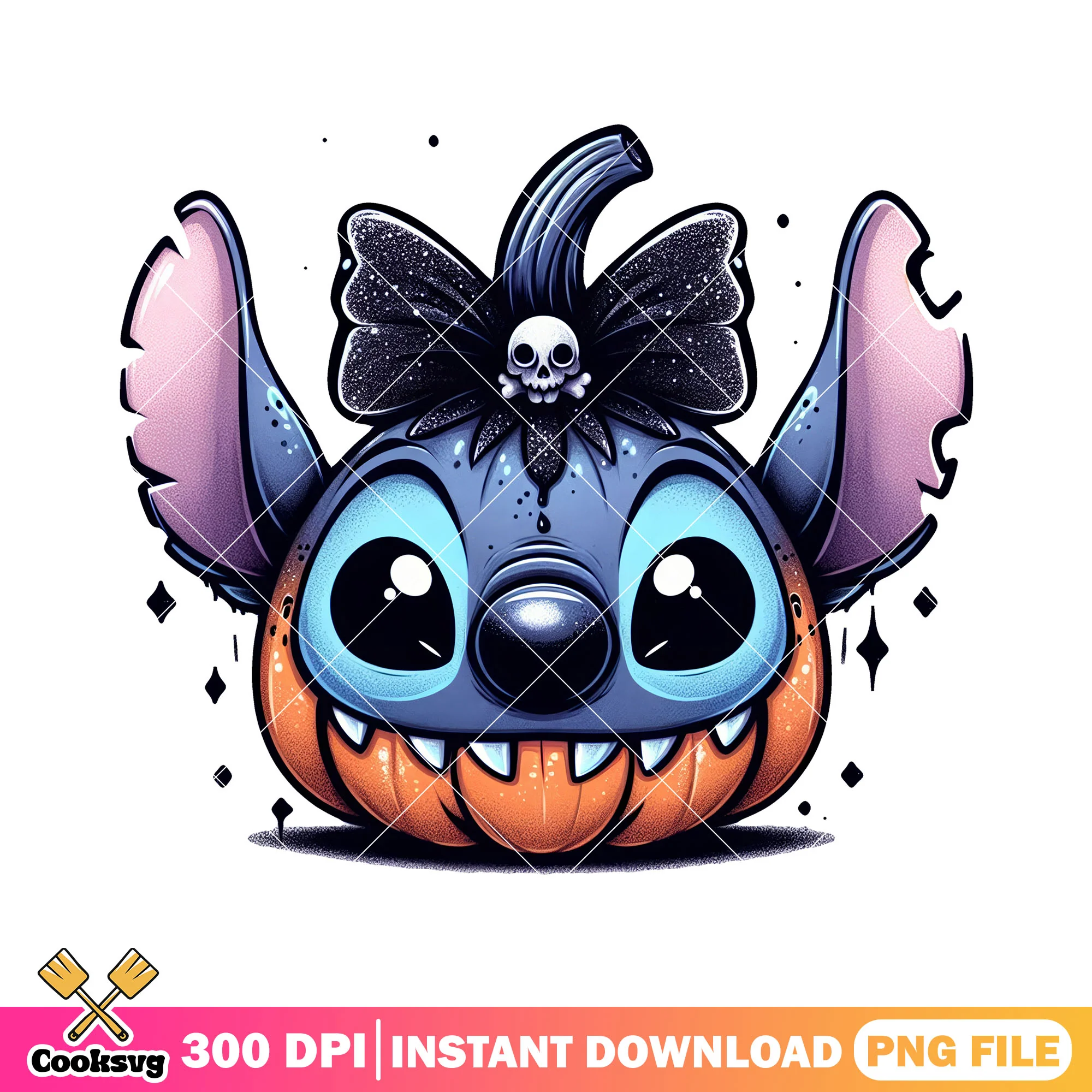 Halloween pumpkin stitch costume png, lilo and stitch characters png