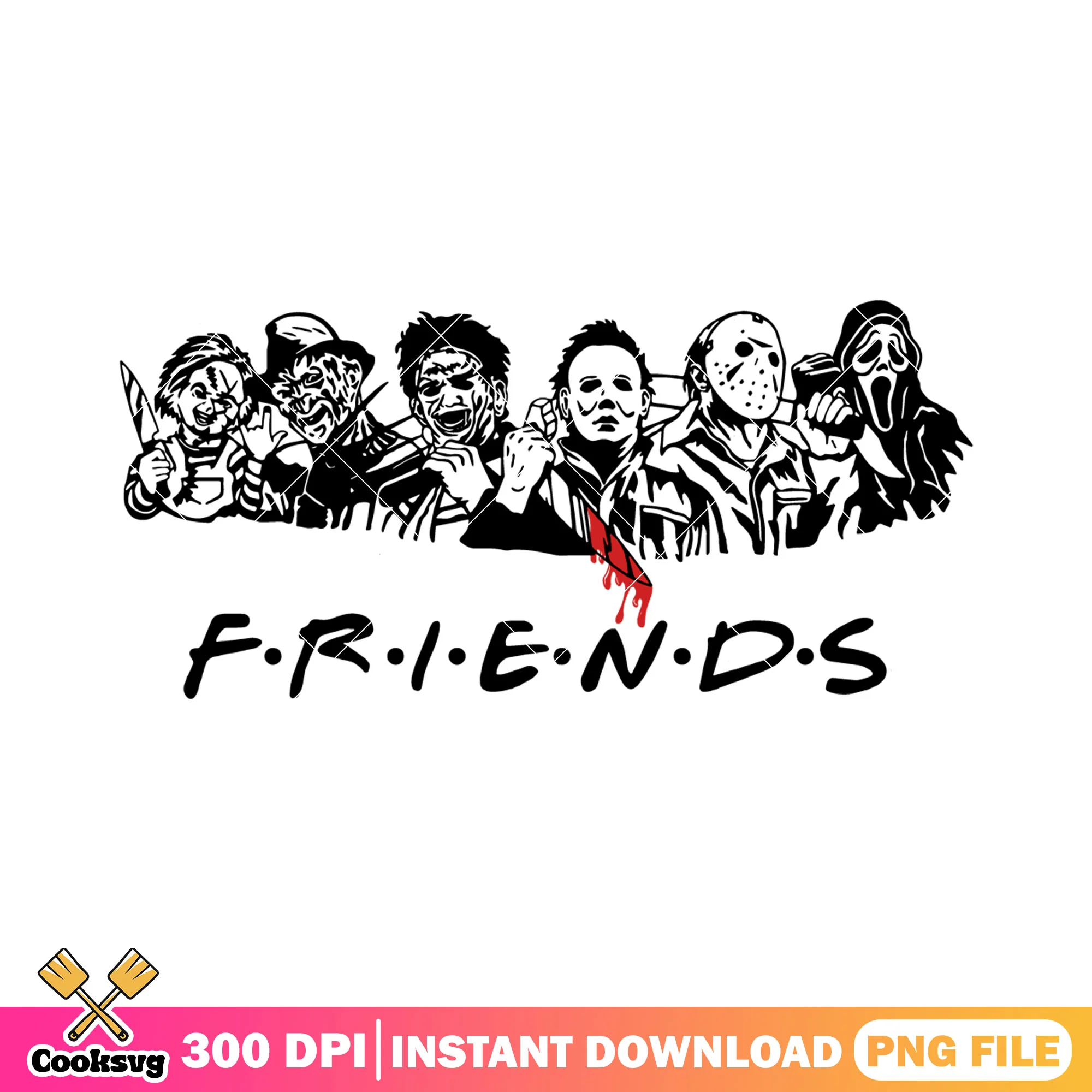 Halloween scary killers face design png, horror friends png, halloween png