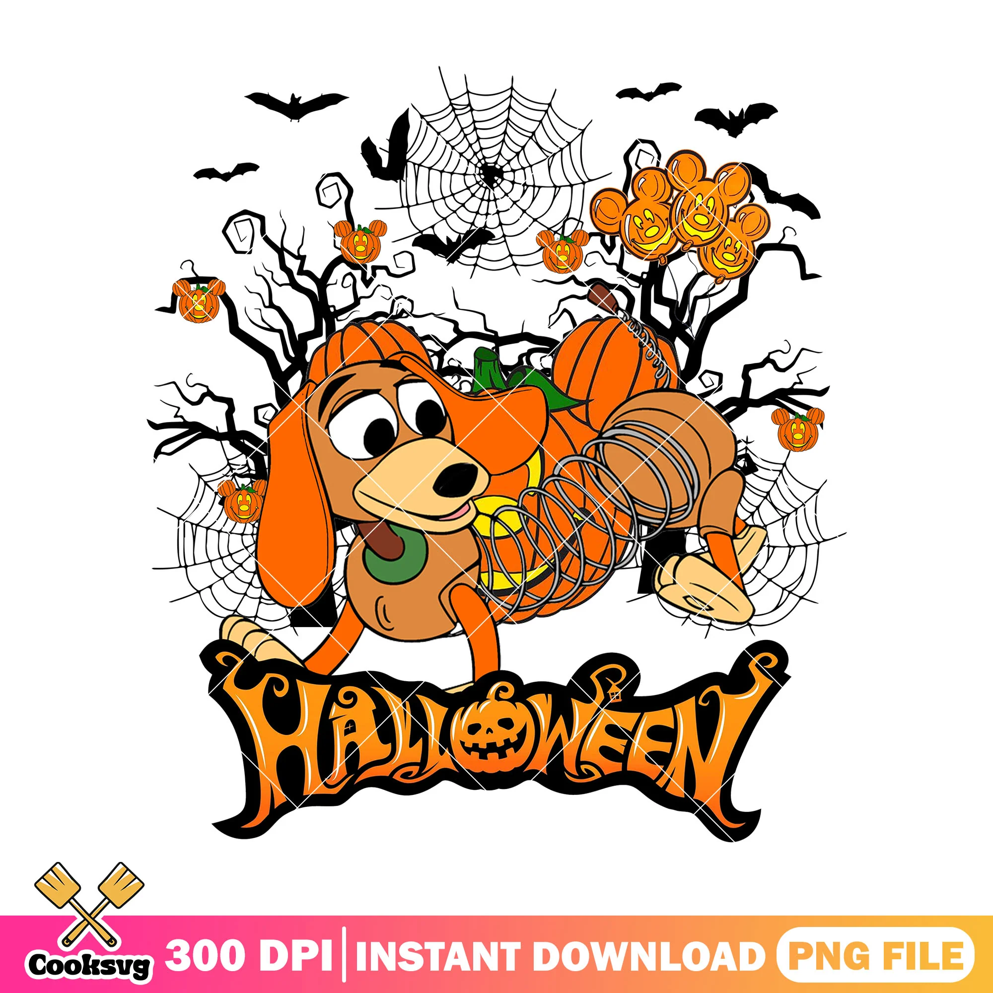 Halloween slinky design png, disney slinky png, halloween disney png