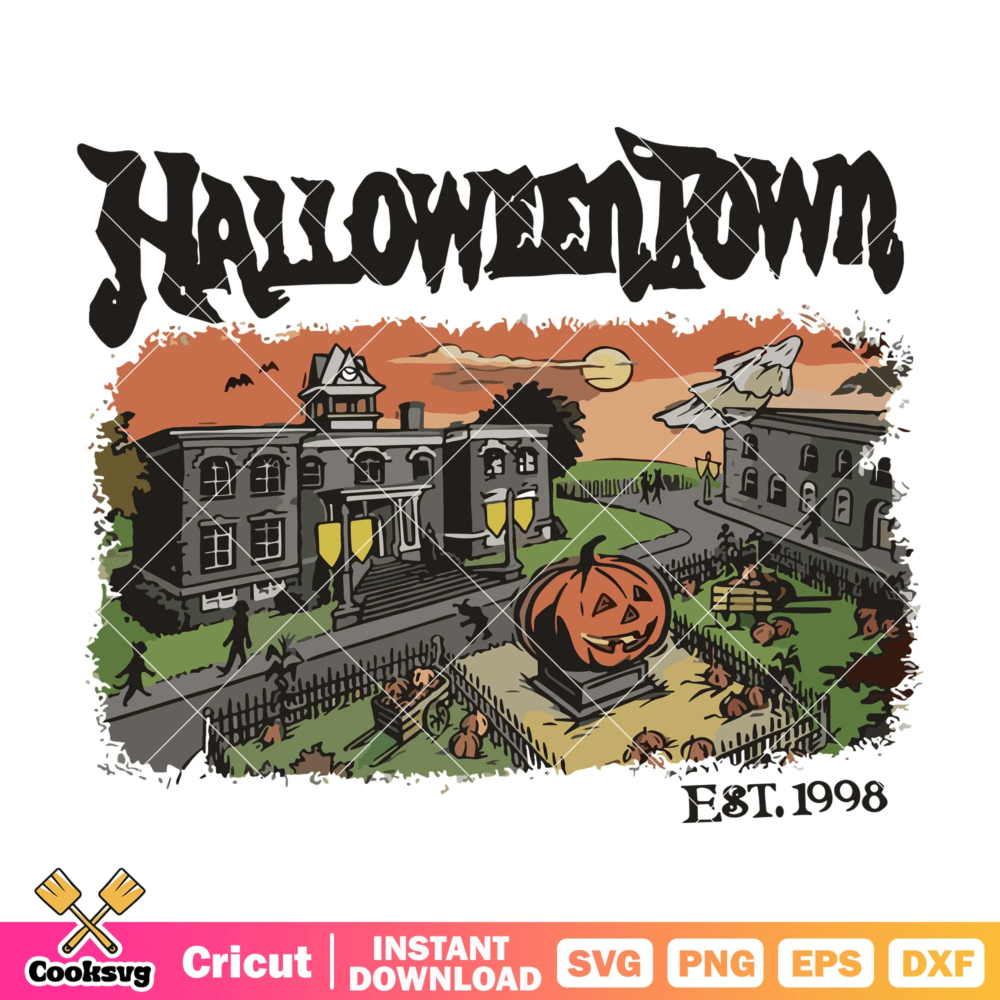 Halloween town est 1998 svg, halloween town svg, pumpkin svg