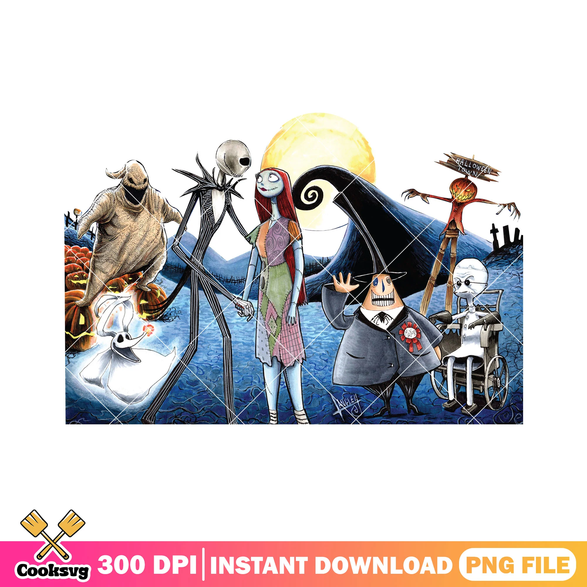 Halloween town of jack png, horror town png, halloween costume png