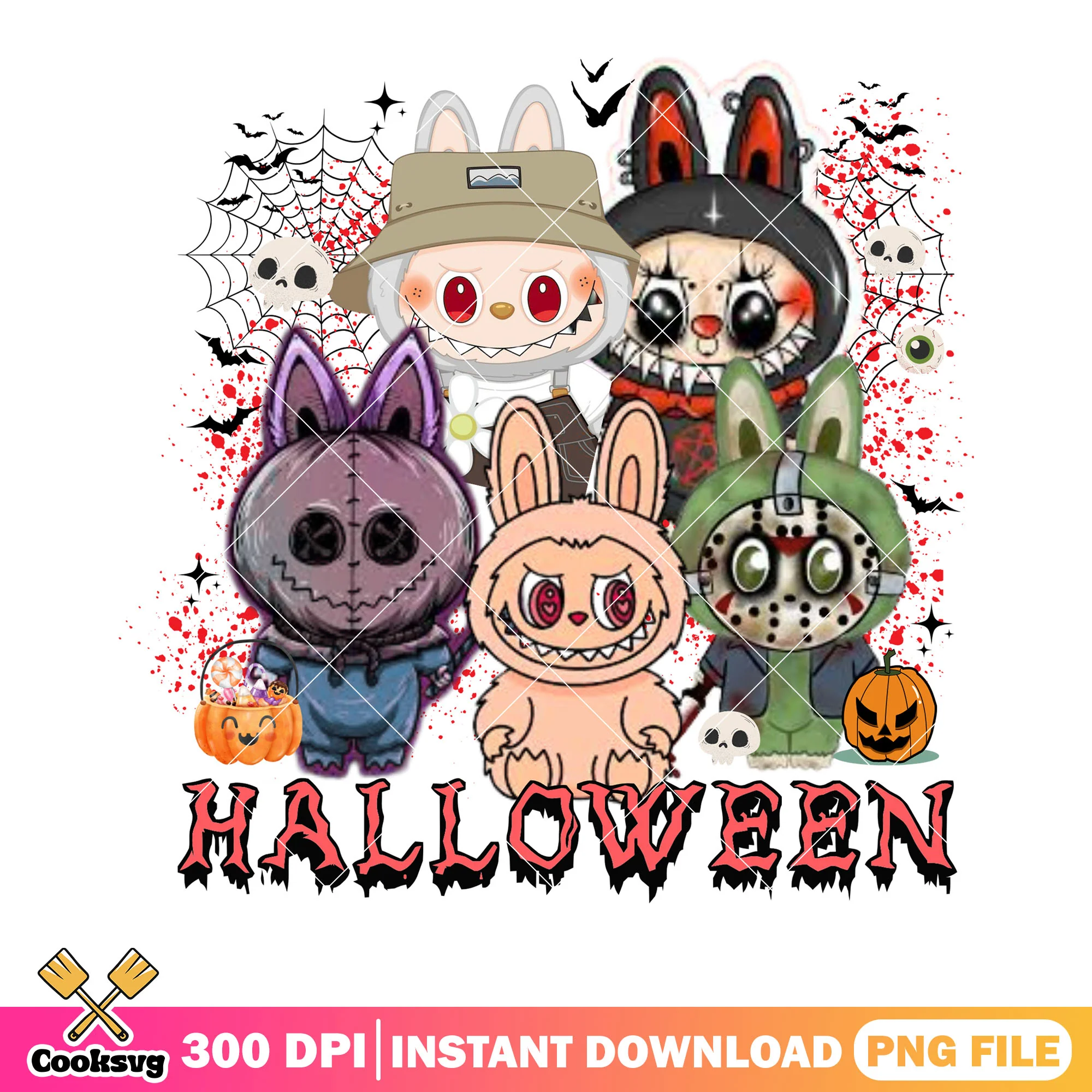 Halloween wicker pumpkin png, labubu costume png, skull skeleton png