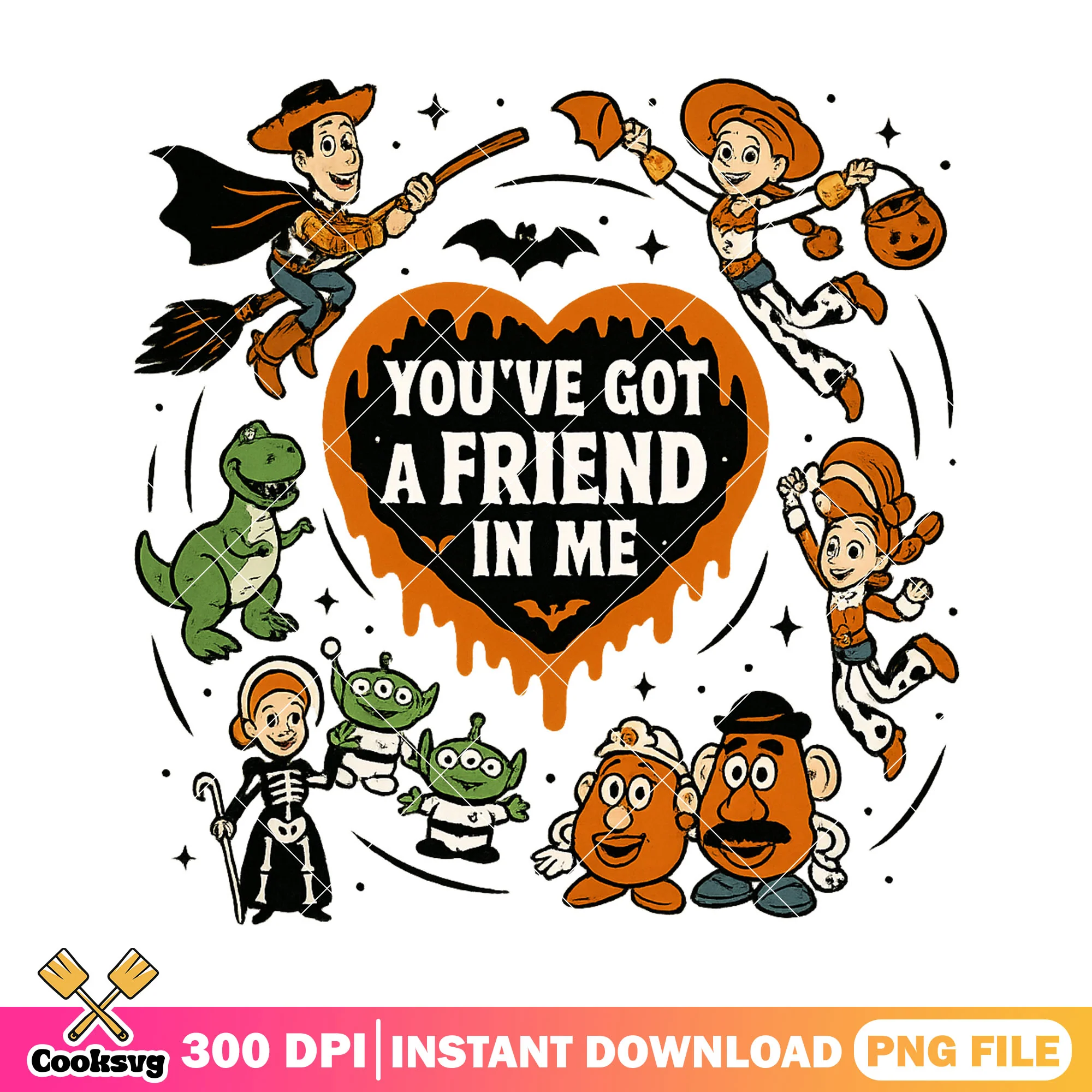 Halloween with disney png, toys happy png, happy halloween png