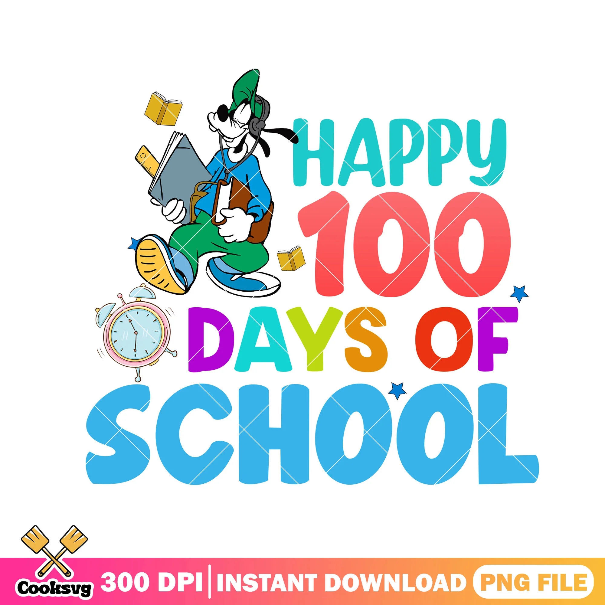 Happy 100 days school goofy png, back to school png, disney land png