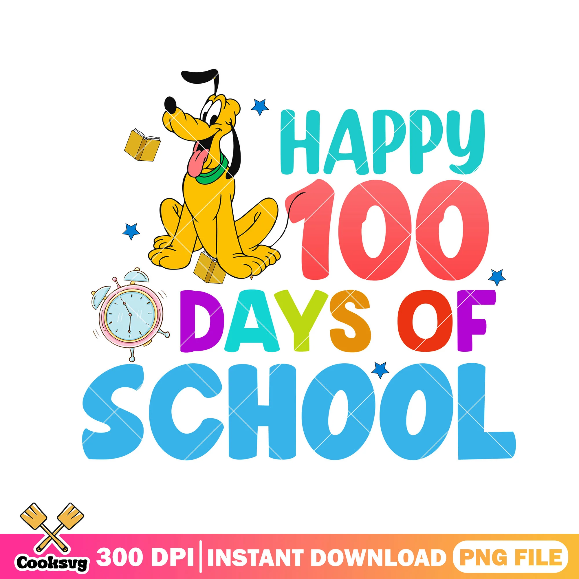 Happy 100 days school pluto png, back to school art png, pluto cute png