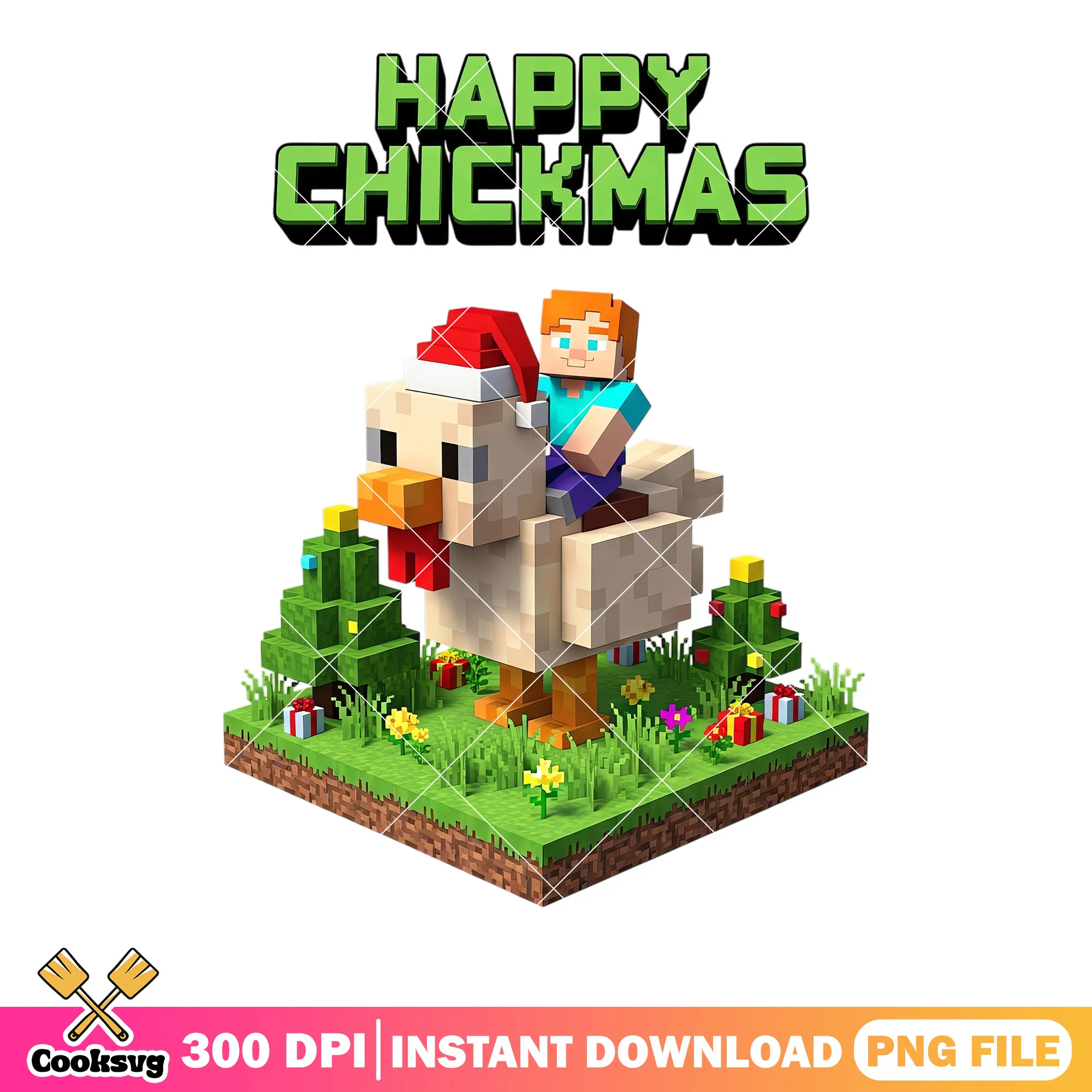 Happy chickmas christmas png, minecraft png, mojang studio png