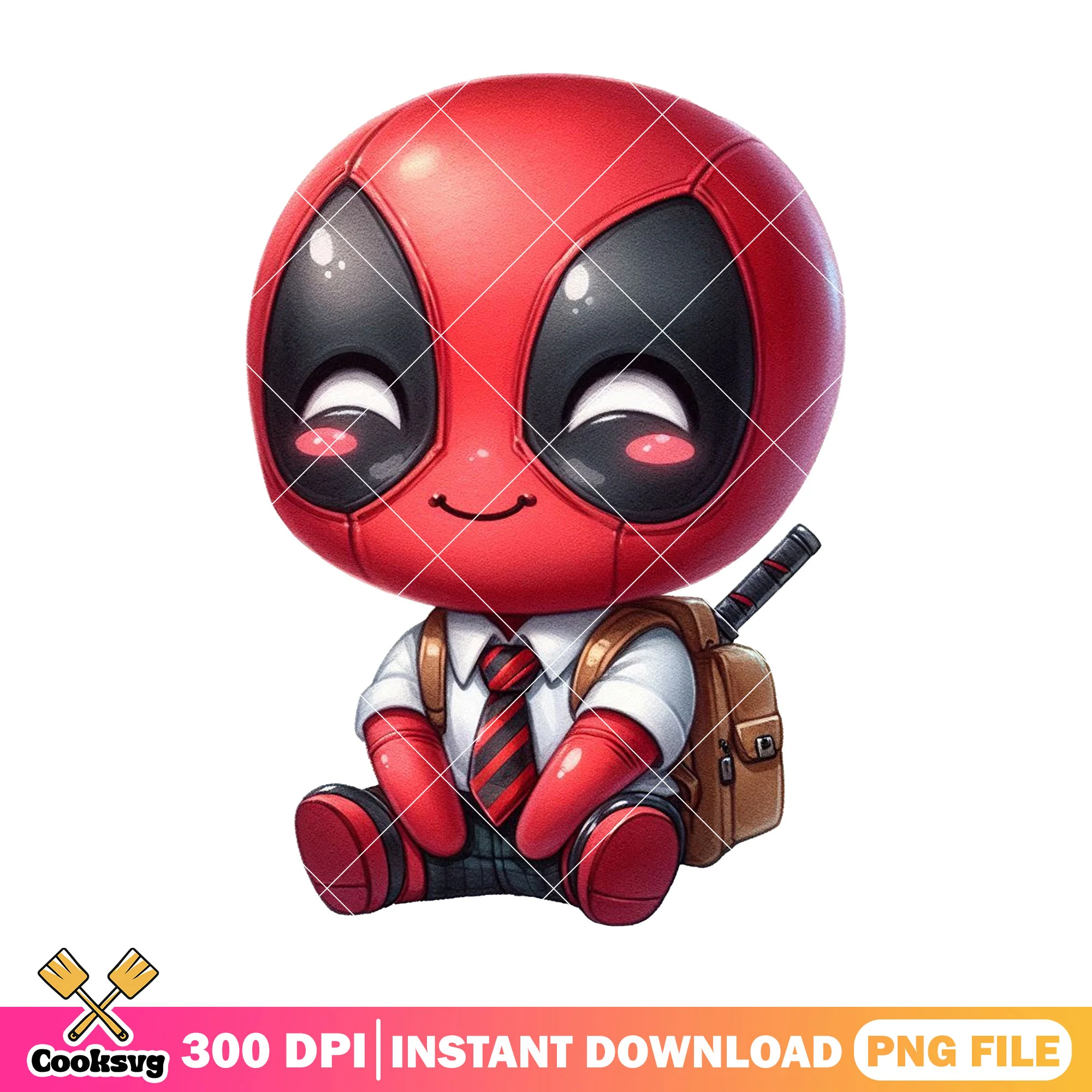 Happy deadpool design png, marvel comic png, back to school art png
