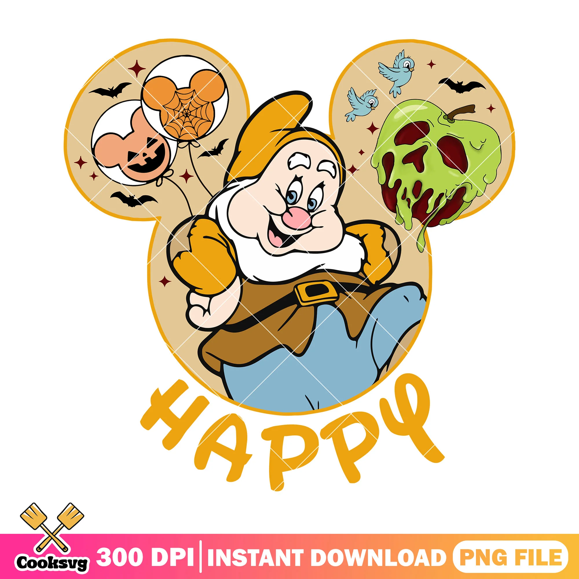 Happy dwarf design png, happy dwarfs png, snow white png