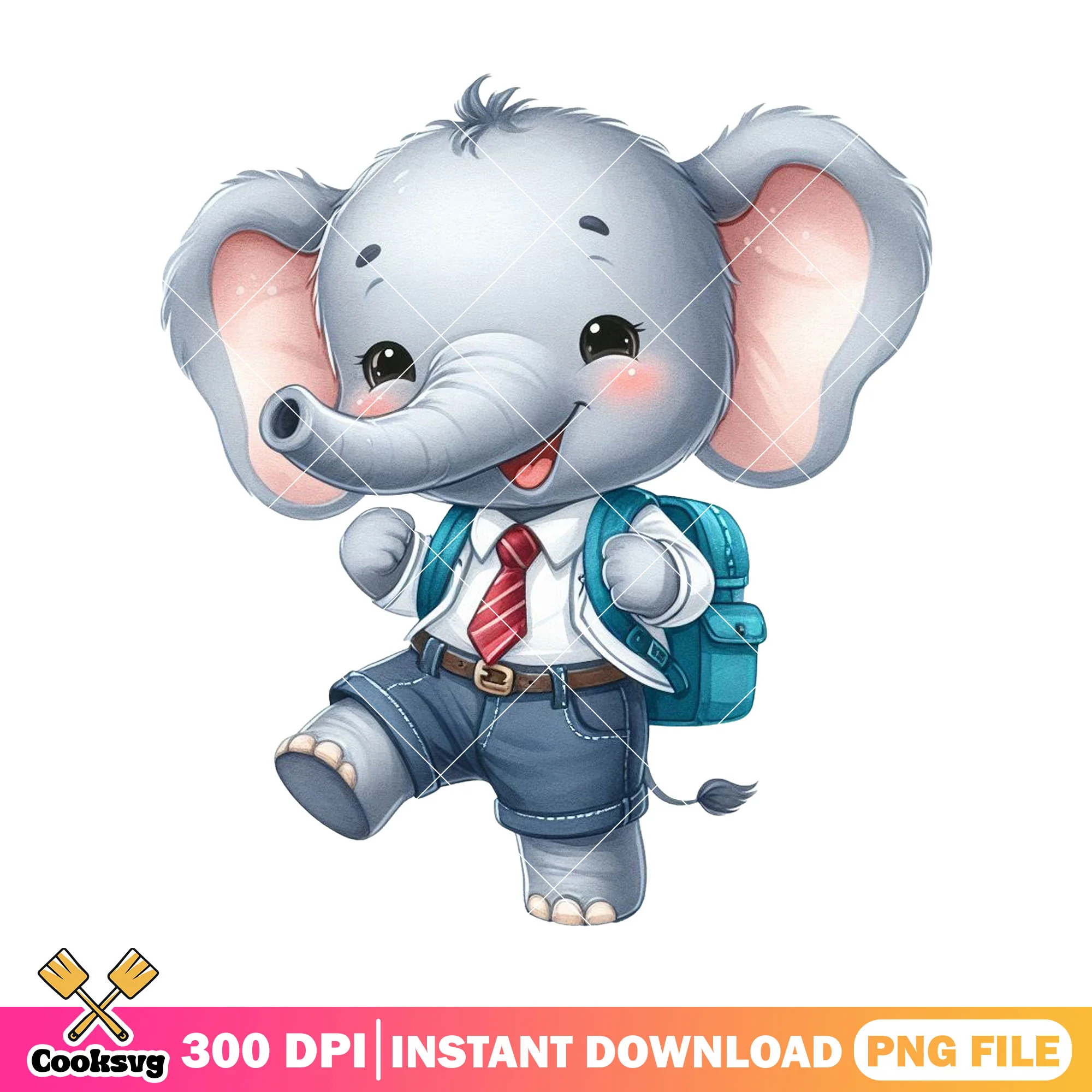 Happy elephant design png, back to school idea png, elephant boy png