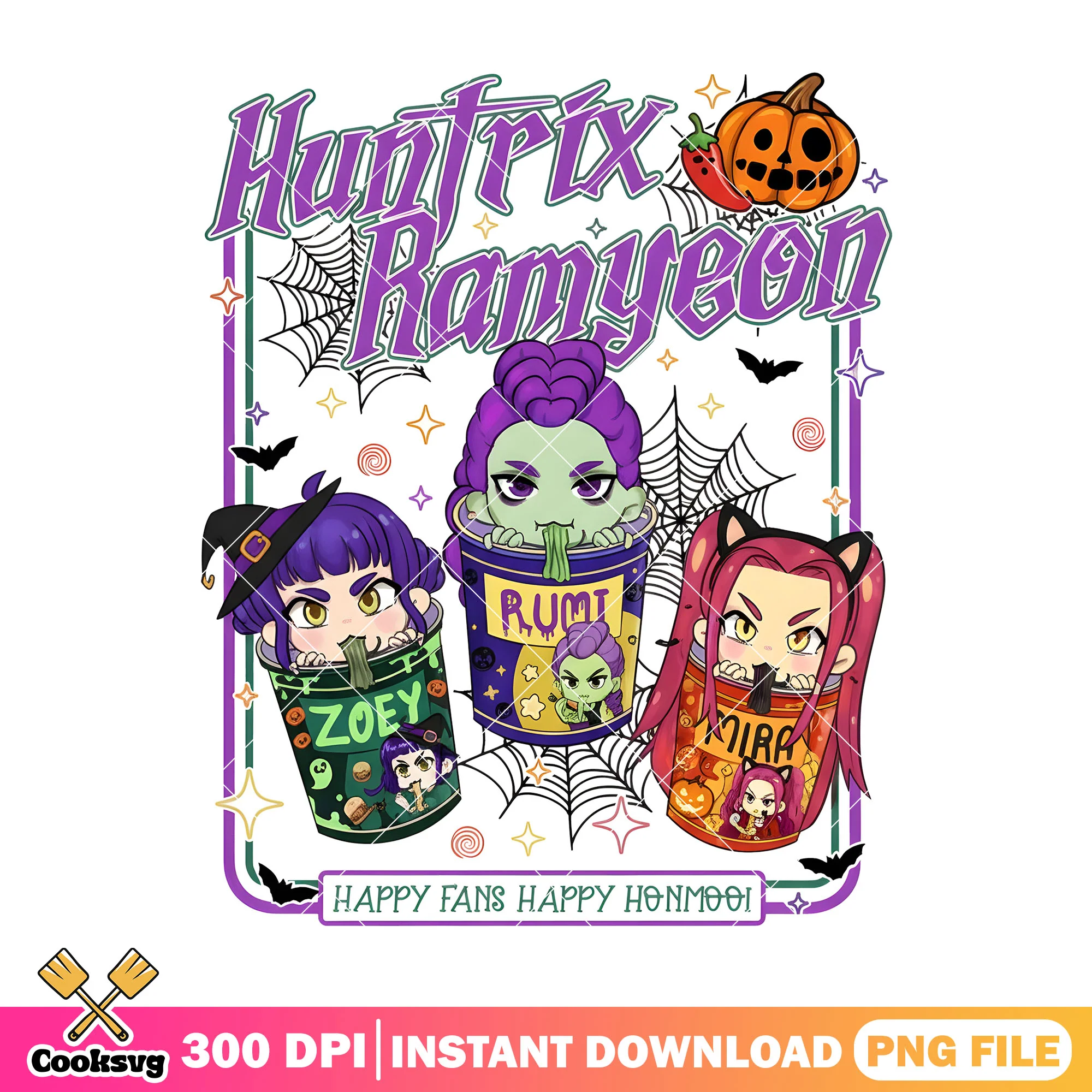 Happy fans happy honmoo png, spider web png, jack o lantern png