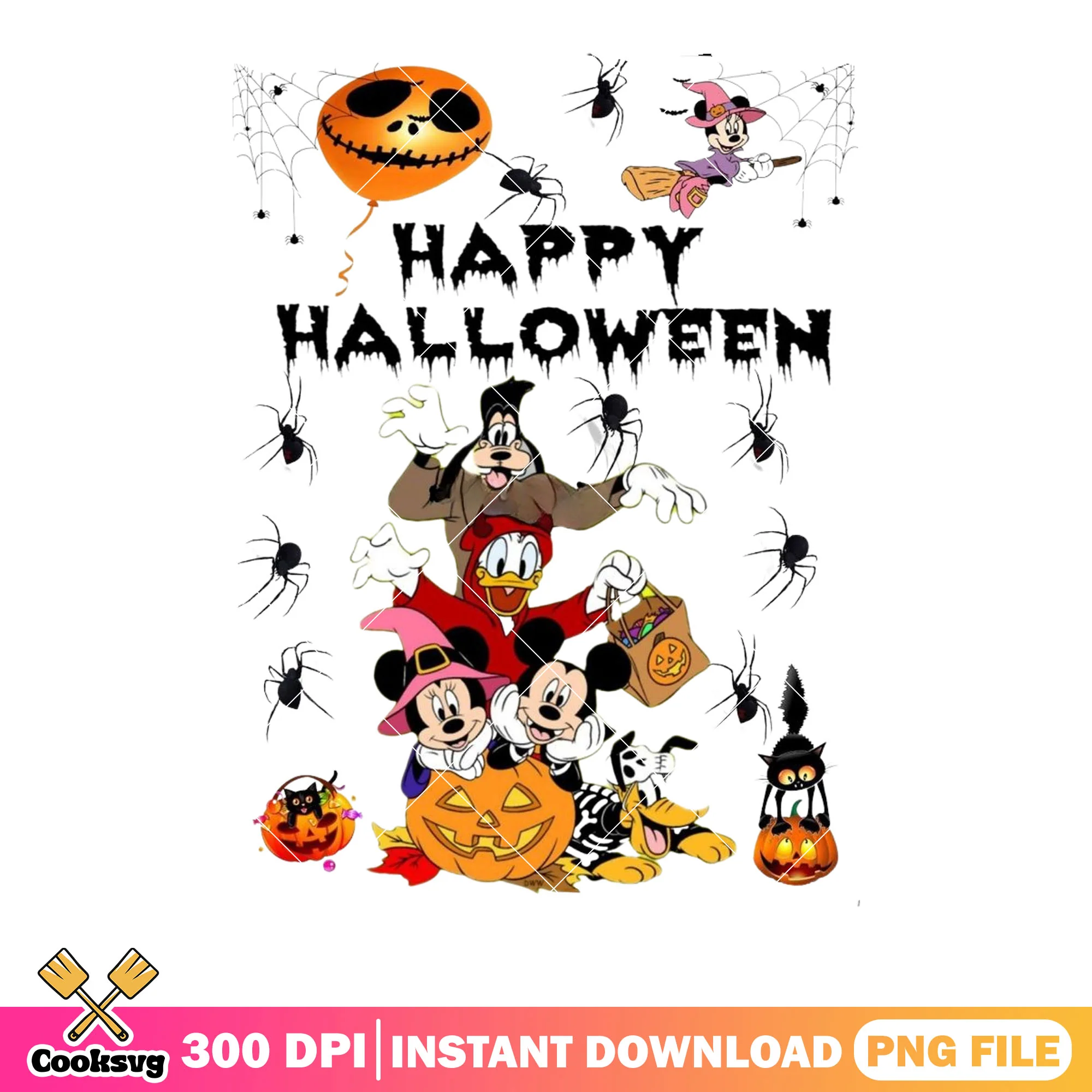 Happy halloween png, mickey and friends png, disney character png