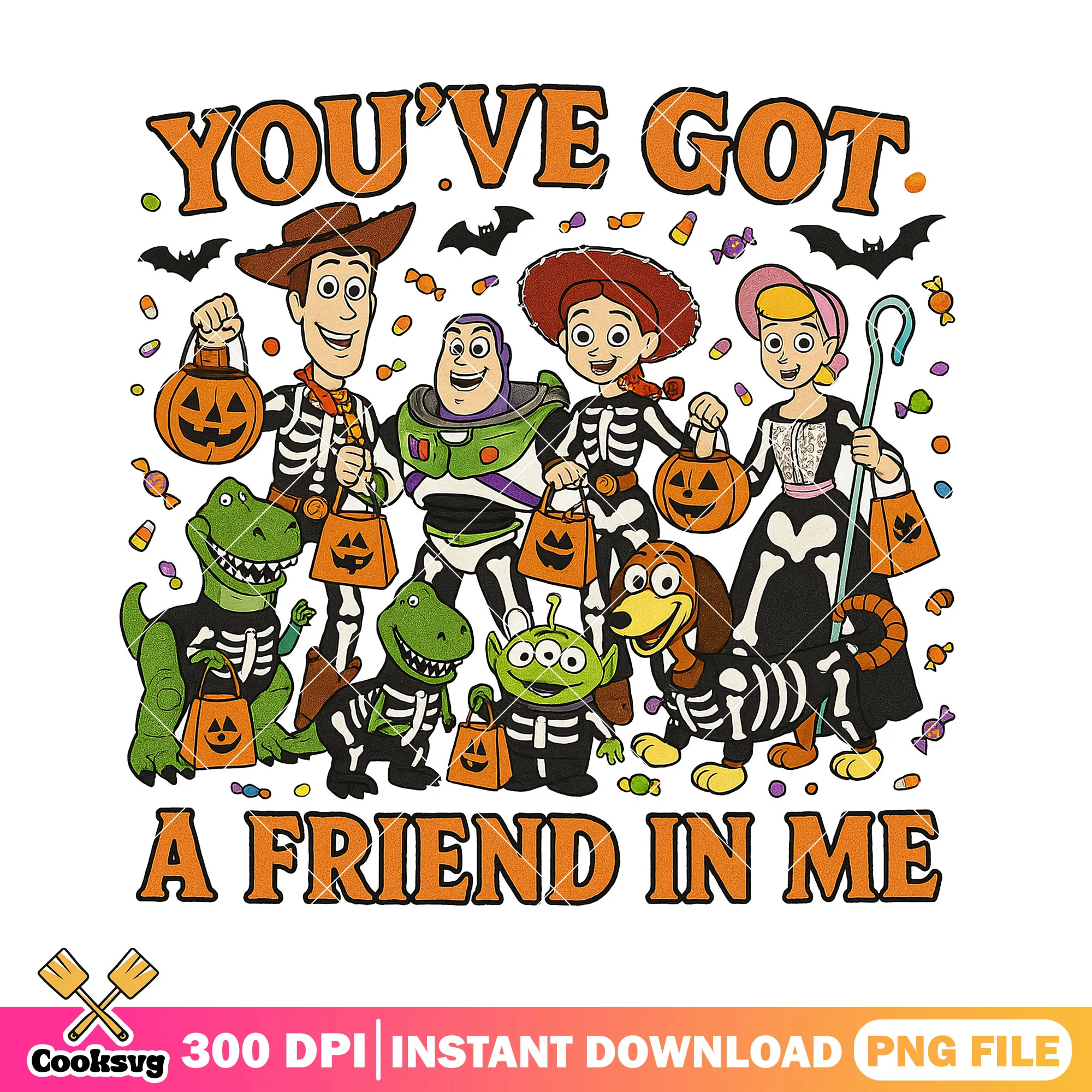 Happy halloween with toys png, halloween party png, toy story png