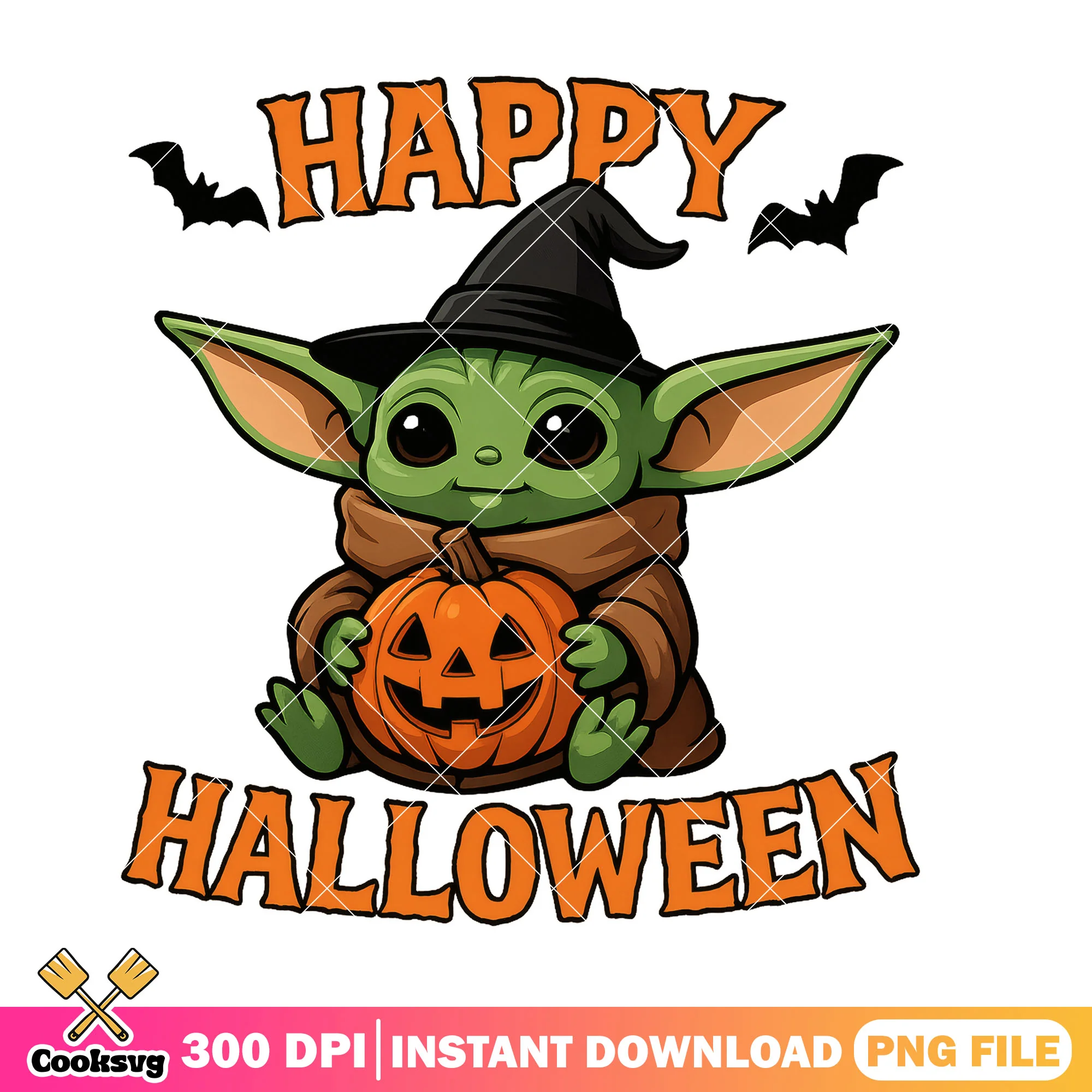 Happy halloween yoda wizard png, baby yoda png, halloween spirit png