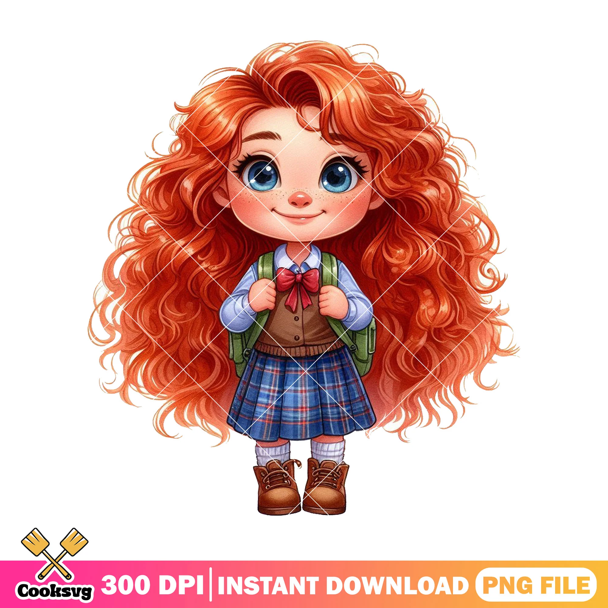 Happy merida cute chibi png, back to school png, merida happy png
